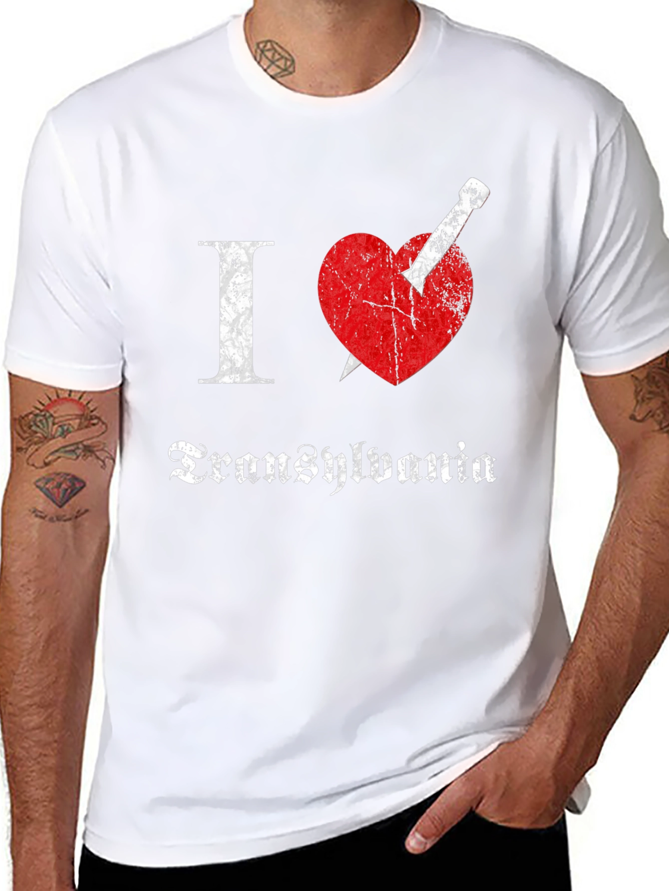 Black I Love Transylvania T-Shirt: Vampire Heart Tee view 8
