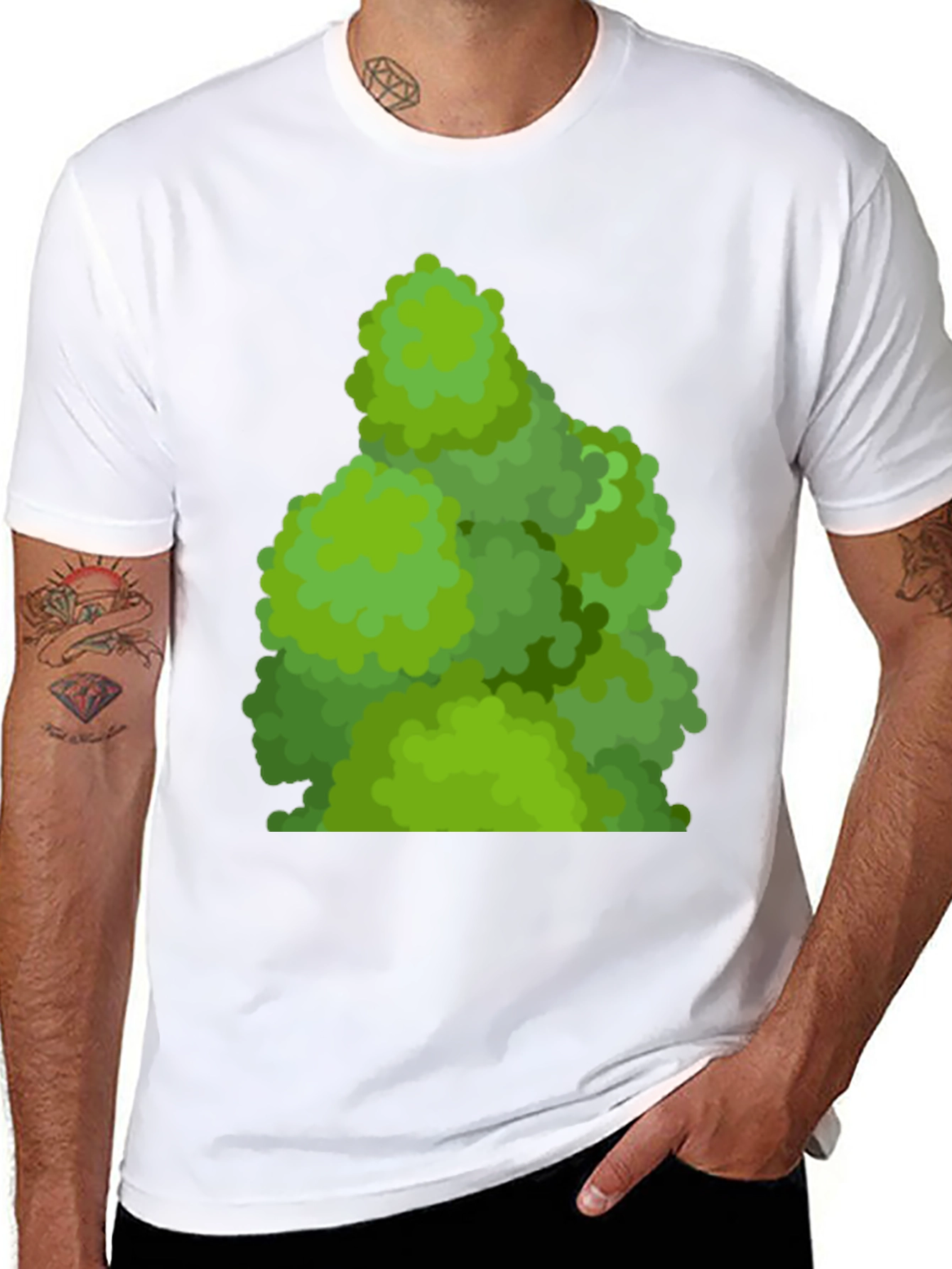 Black Green Bush Tee - Nature Inspired Graphic T-Shirt view 8