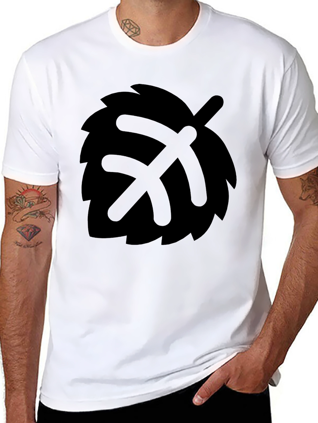 Black Leaf & Pickaxe Graphic Tee - Black Cotton Comfort view 8