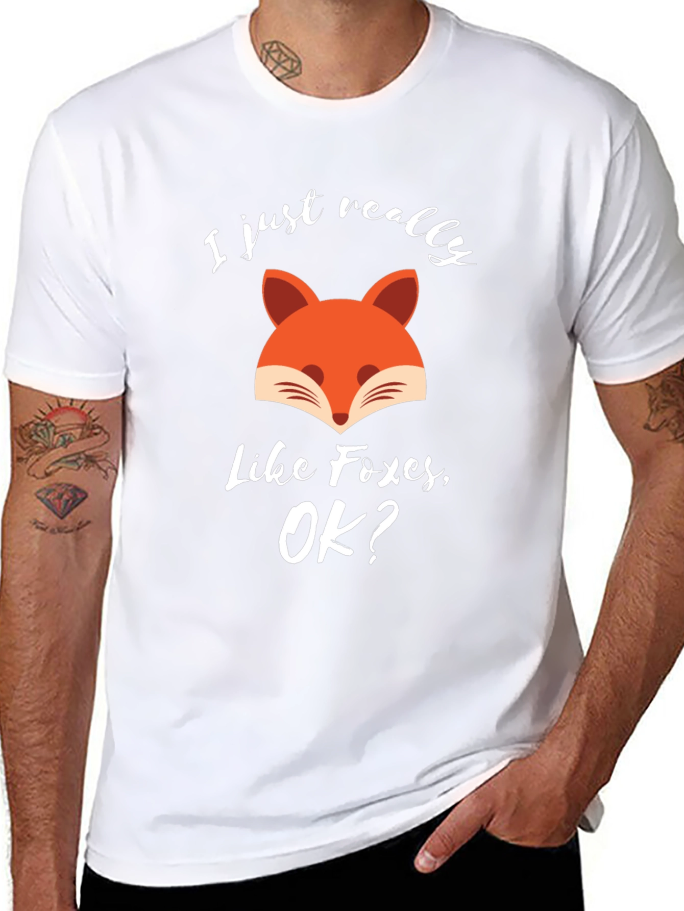 Black Funny Fox T-Shirt - I Just Really Like Foxes, OK? view 8