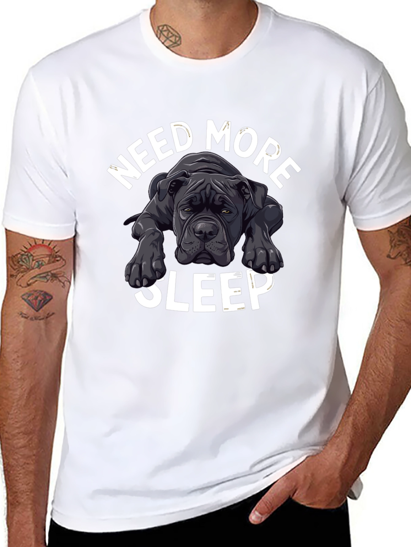 Black Need More Sleep Dog T-Shirt view 8