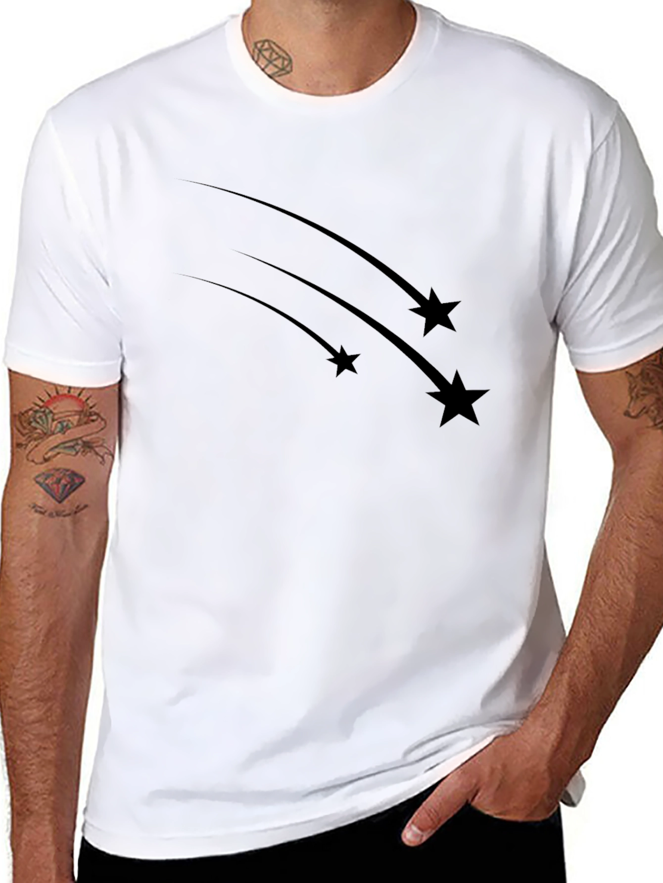 Black Men's Black Shooting Stars Graphic Tee view 8