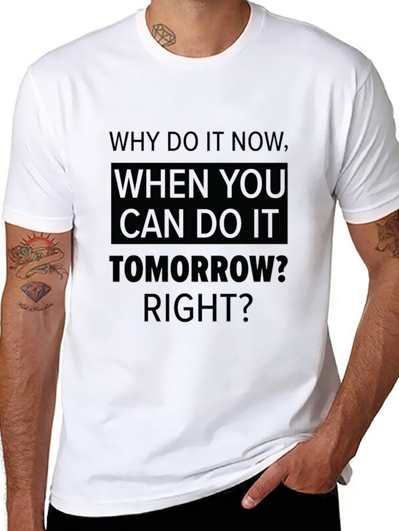 Black Procrastination T-Shirt - Do It Tomorrow Graphic Tee view 8