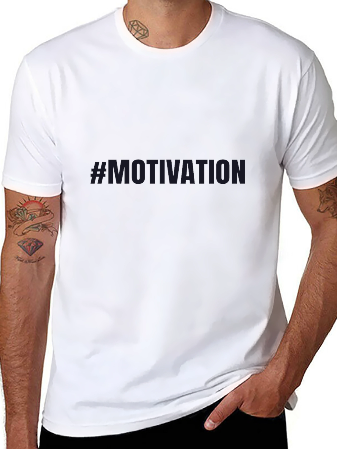 Black Motivation Men's Tee - Black Crew Neck T-Shirt view 8
