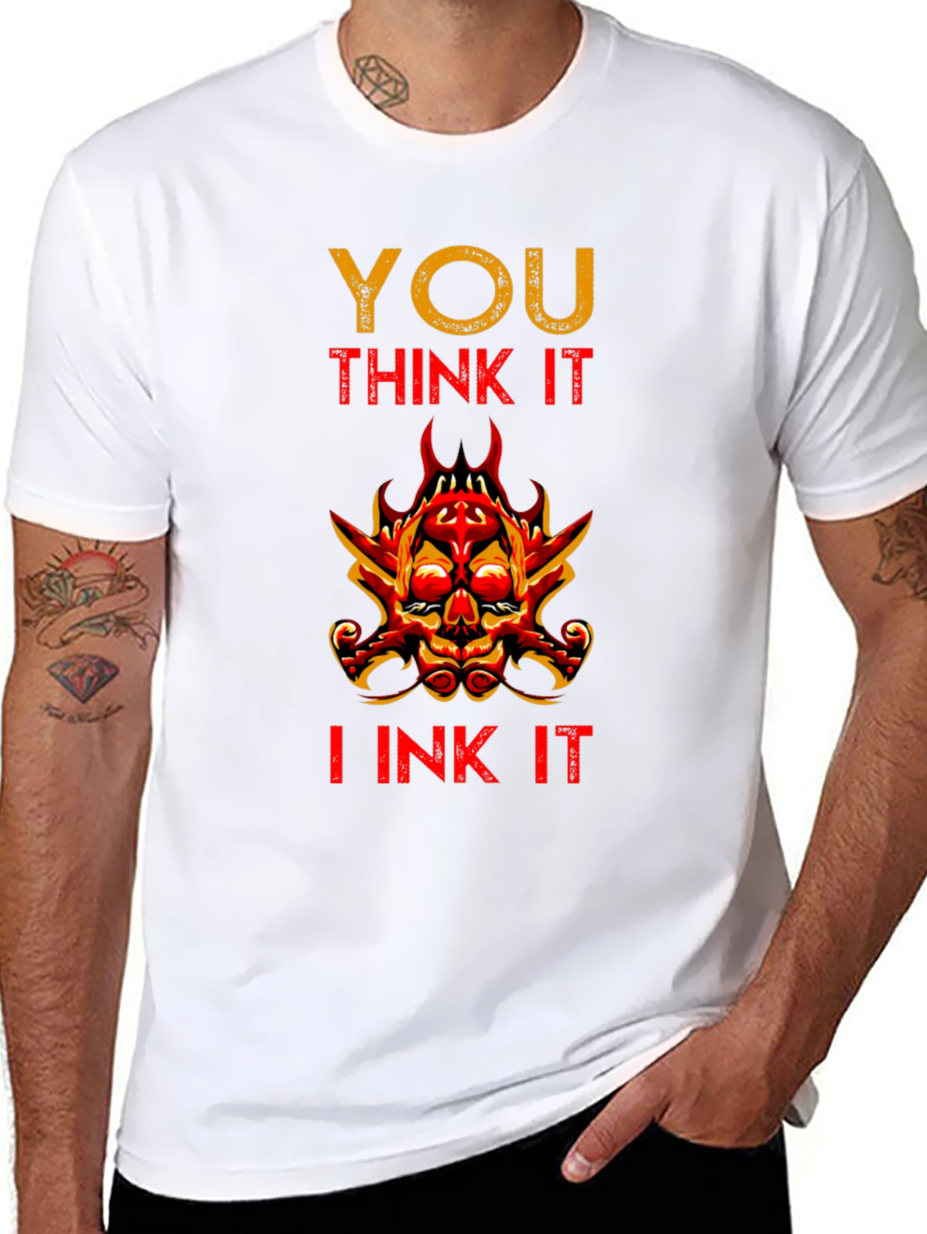Black You Think It, I Ink It Graphic Tee - Unique Tattoo Artist T-Shirt view 8