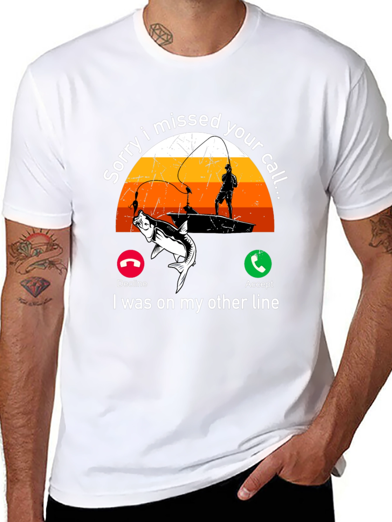 Black Sorry I Missed Your Call Fishing T-Shirt view 8