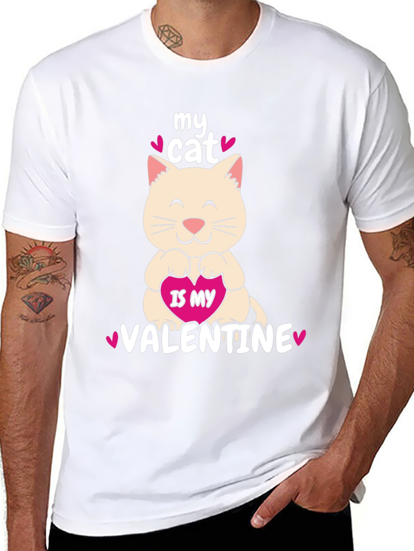 Black My Cat is My Valentine T-Shirt view 8