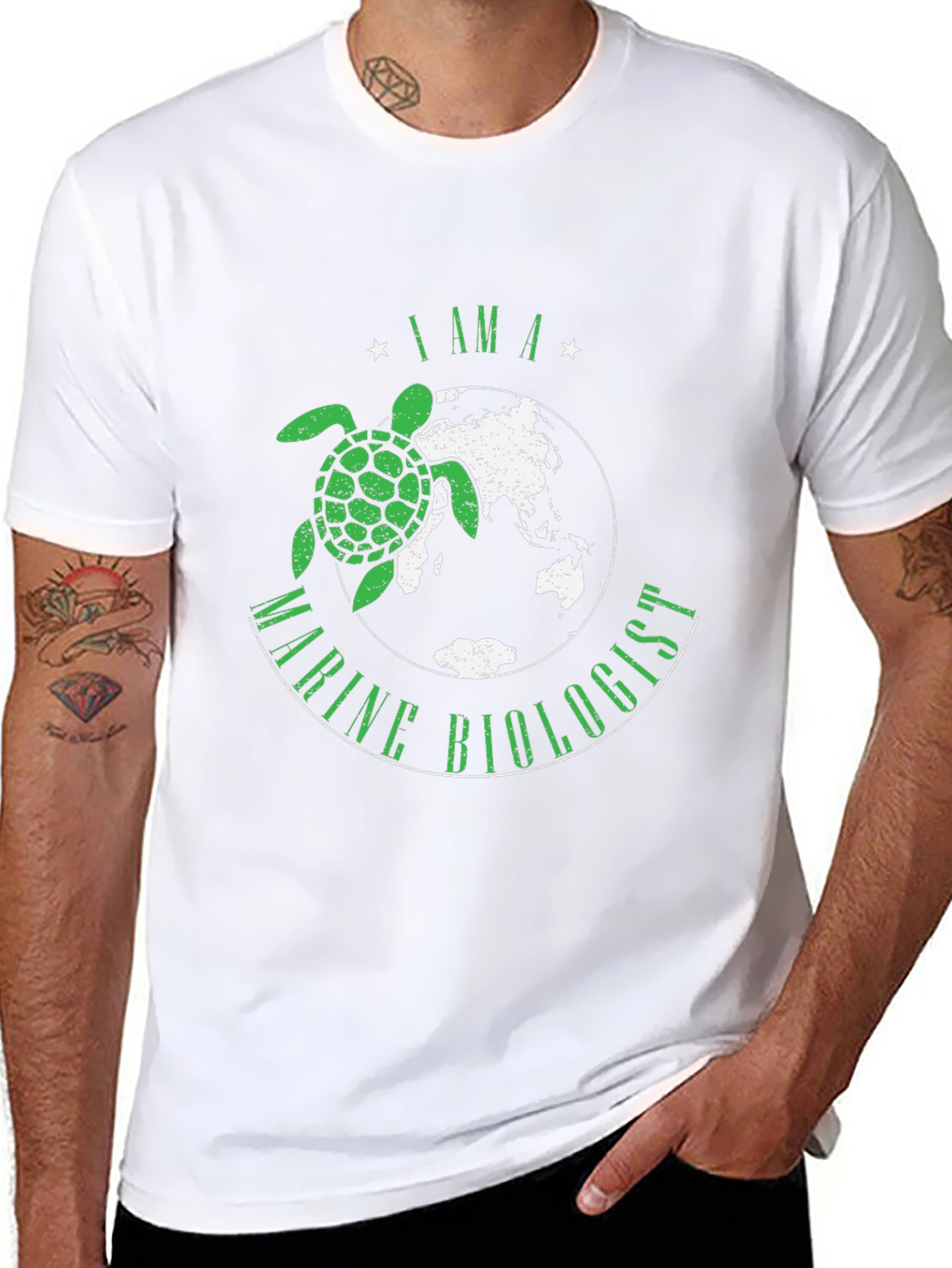 Black Marine Biologist Turtle Graphic T-Shirt view 8