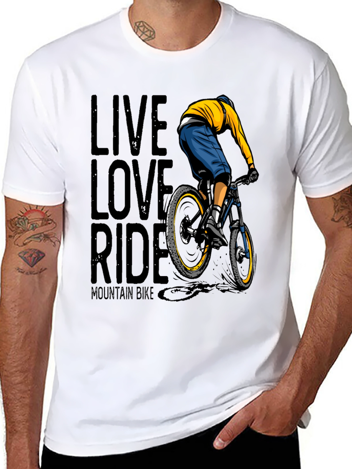 Black Live Love Ride Mountain Bike Graphic T-Shirt view 8