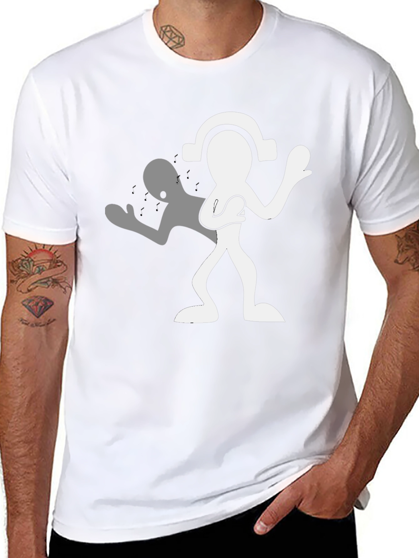 Black Man in Black Tee with Silhouetted Figure view 8
