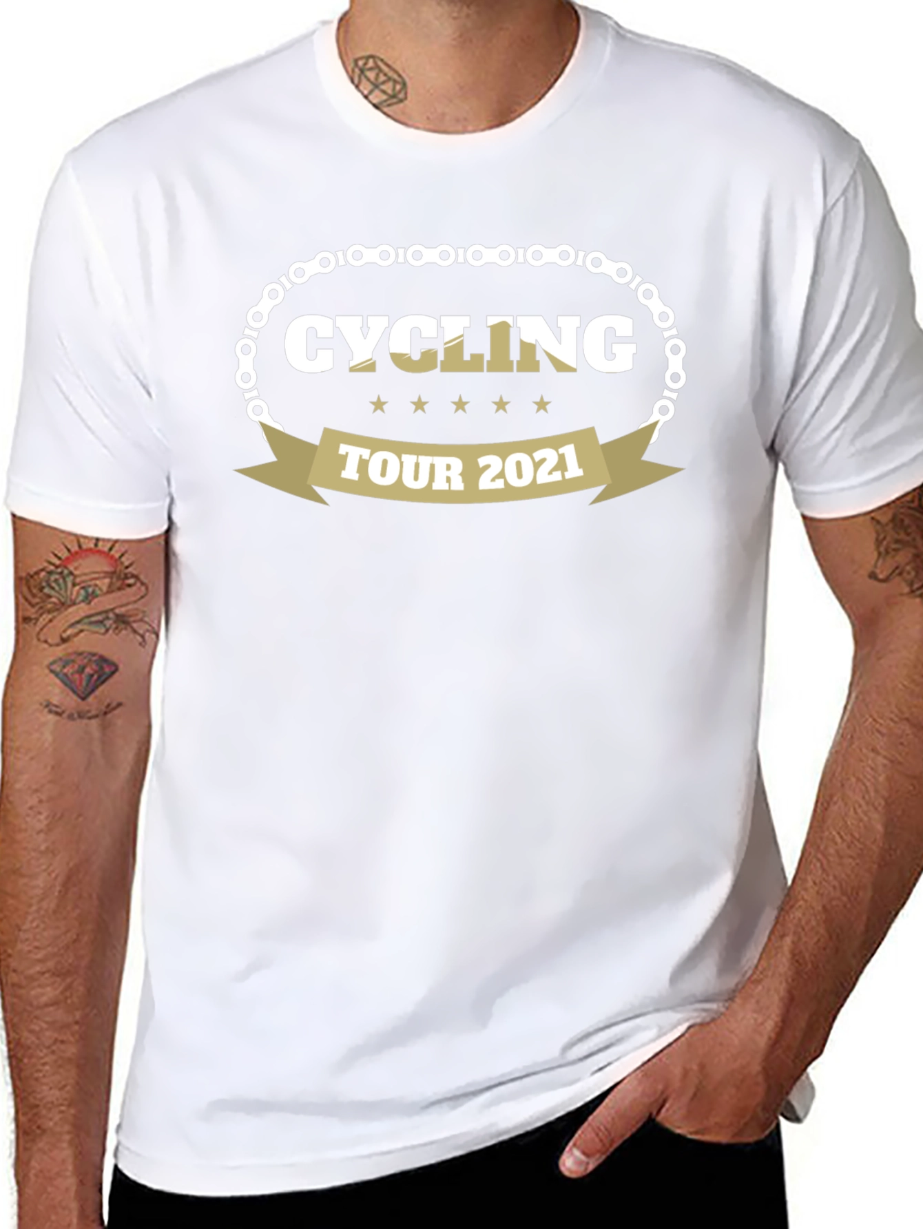 Black Cycling Tour 2021 Graphic Tee - Black Cotton T-Shirt view 8