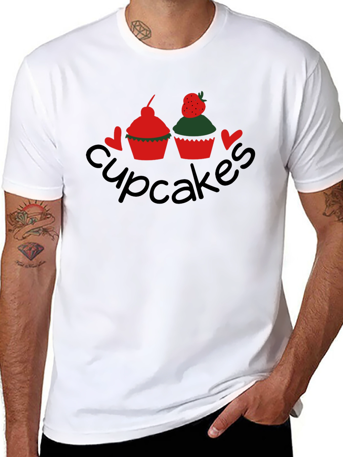 Black Cupcakes Graphic Tee - Black Crew Neck T-Shirt view 8
