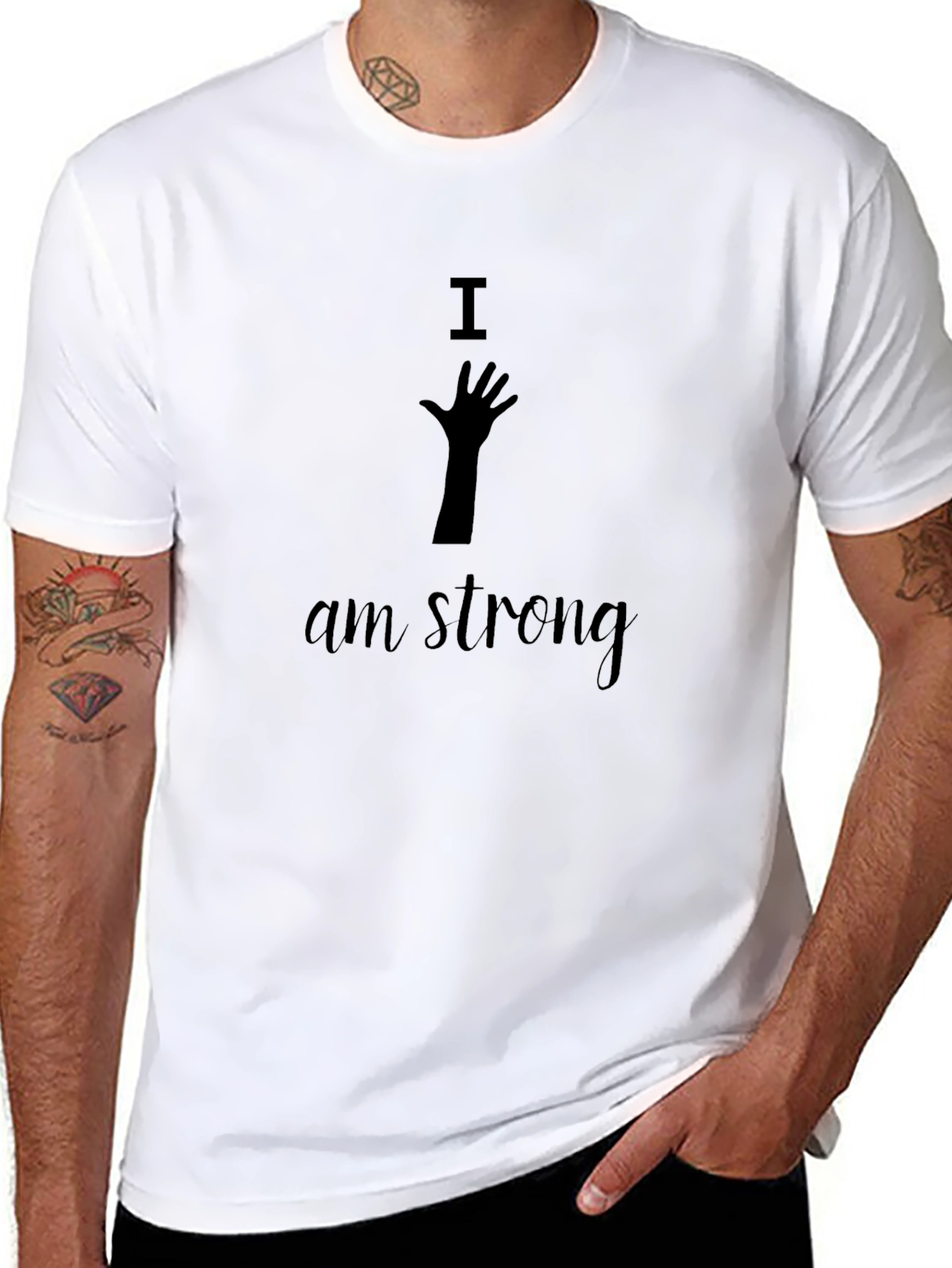 Black I Am Strong Graphic Tee - Black T-Shirt view 8