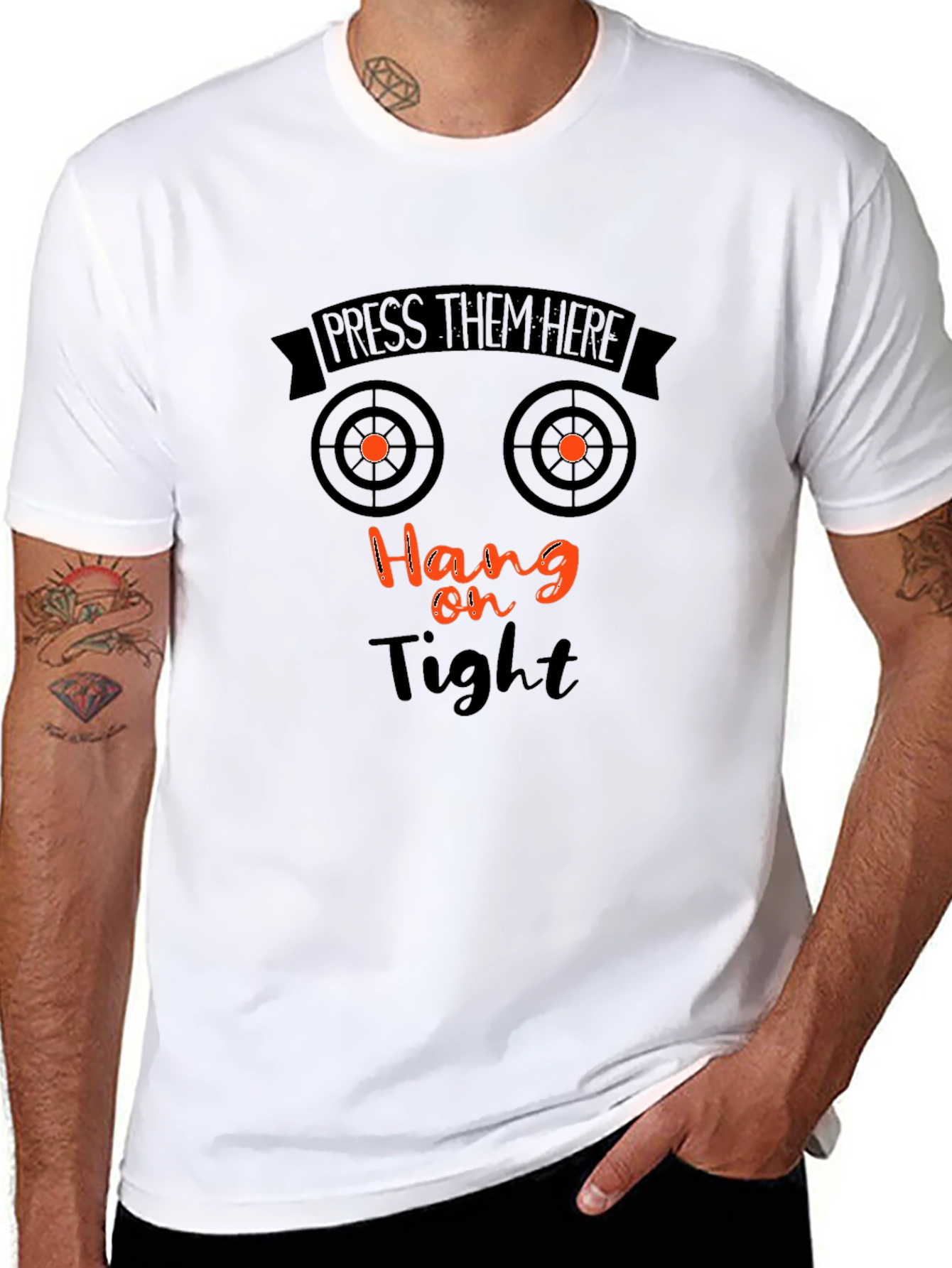 Black Press Them Here T-Shirt - Funny Graphic Tee view 8