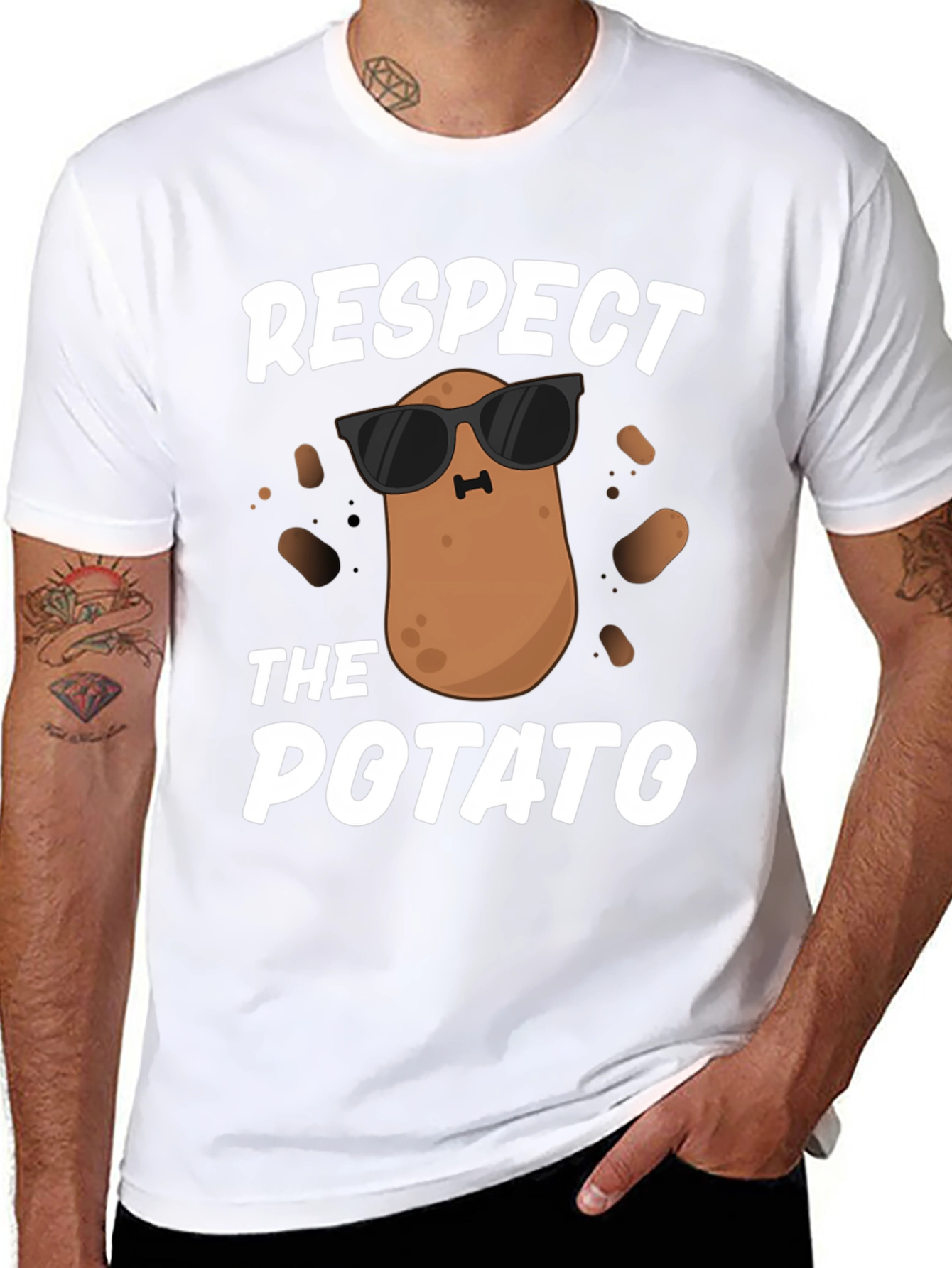 Black Respect the Potato Graphic Tee view 8