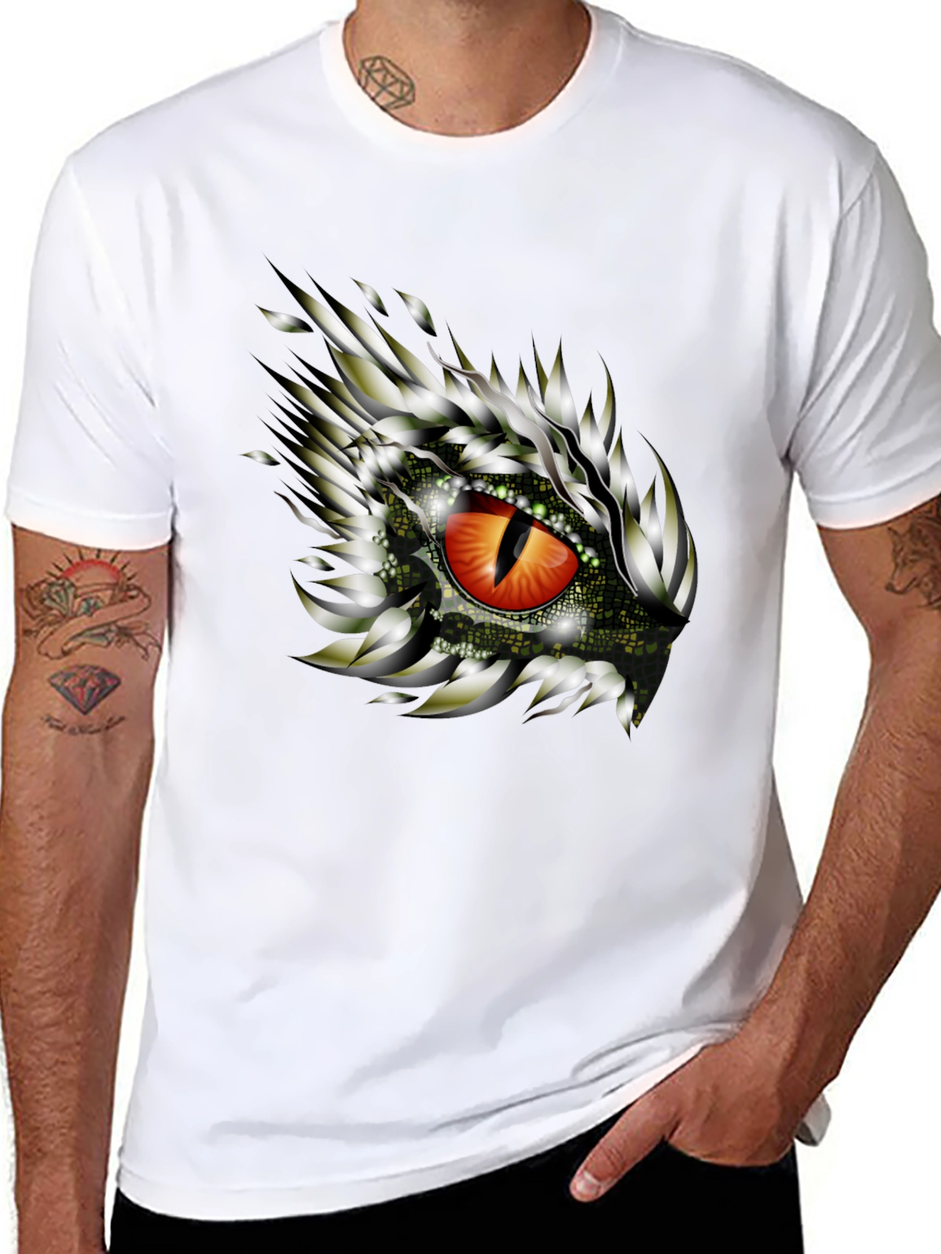 Black Dragon Eye Graphic Print Black T-Shirt view 8