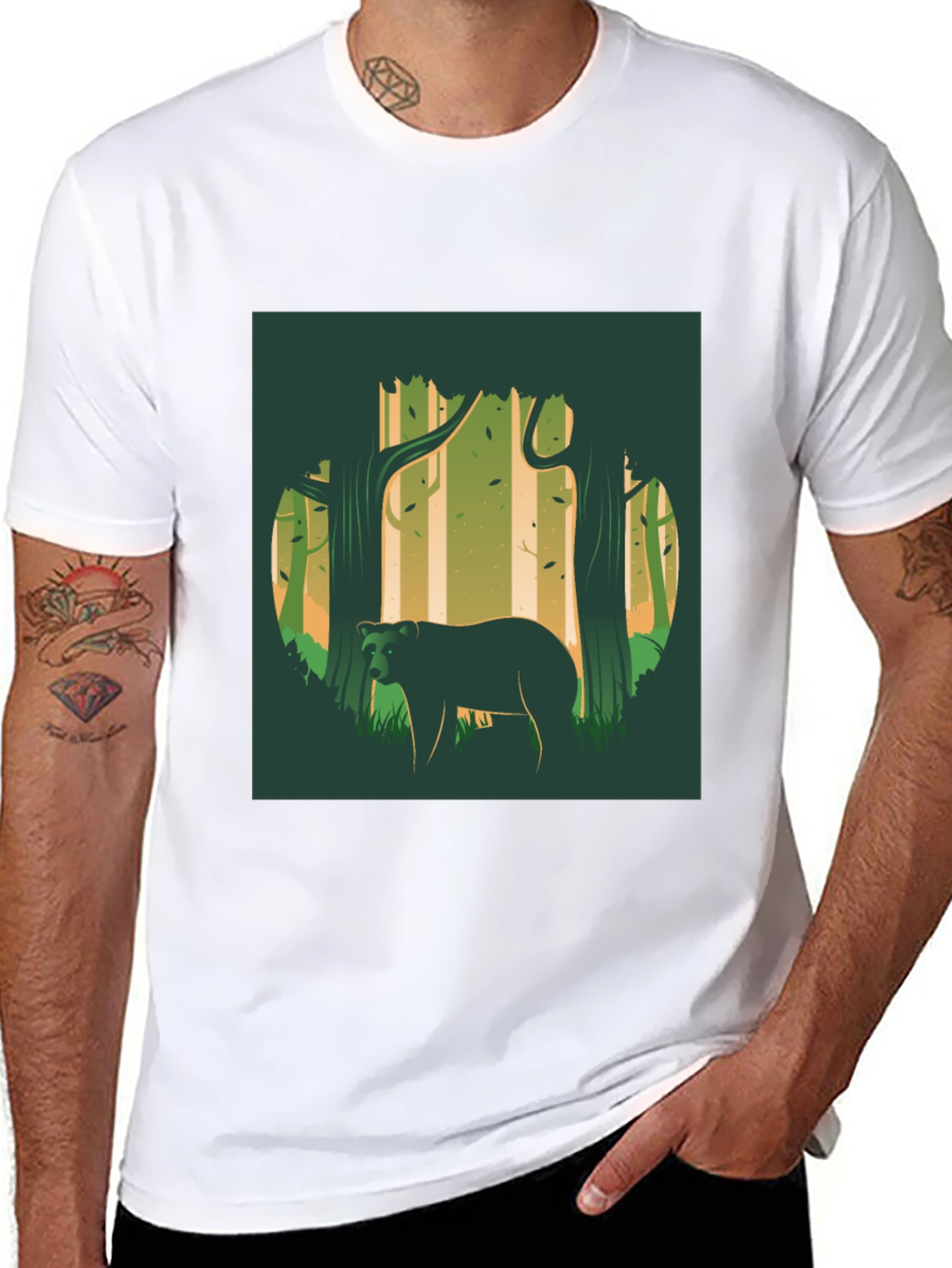 Black Bear in Forest Graphic Tee - Nature Lover Shirt view 8