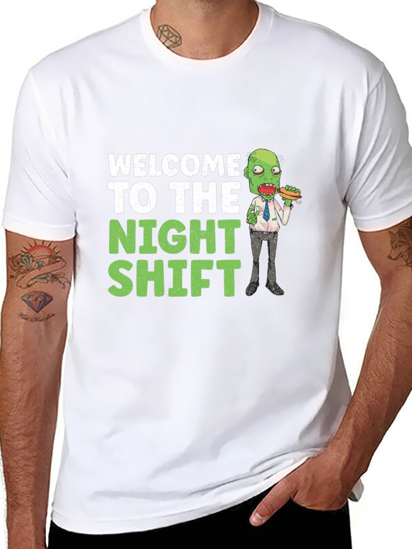 Black Welcome To The Night Shift Zombie T-Shirt view 8