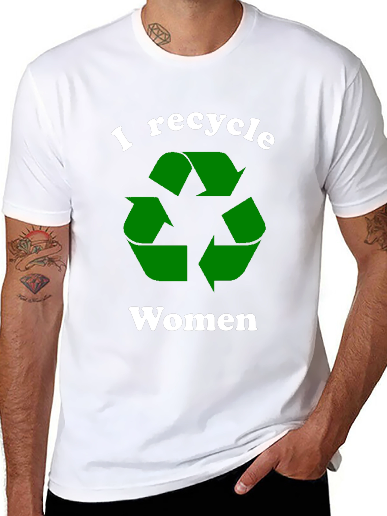Black I Recycle Women Graphic Tee - Bold Statement T-Shirt view 8