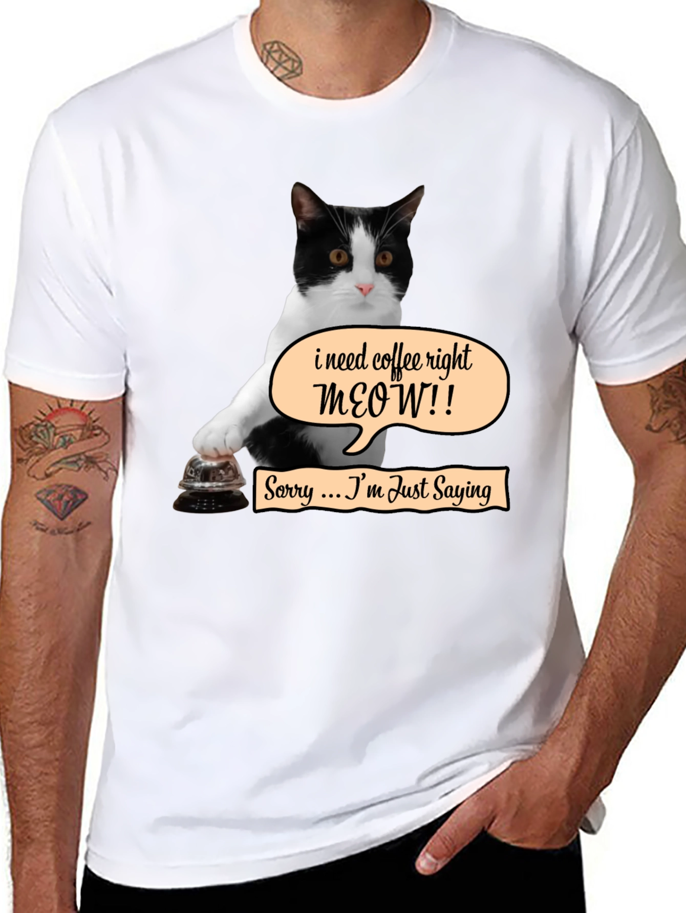 Black Coffee Meow Cat T-Shirt - Funny Novelty Tee view 8