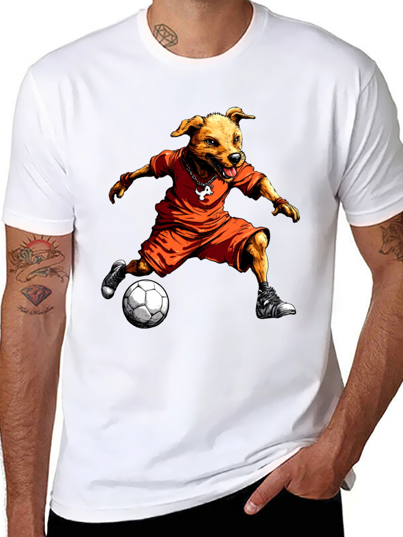 Black Dog Soccer Player Graphic T-Shirt view 8
