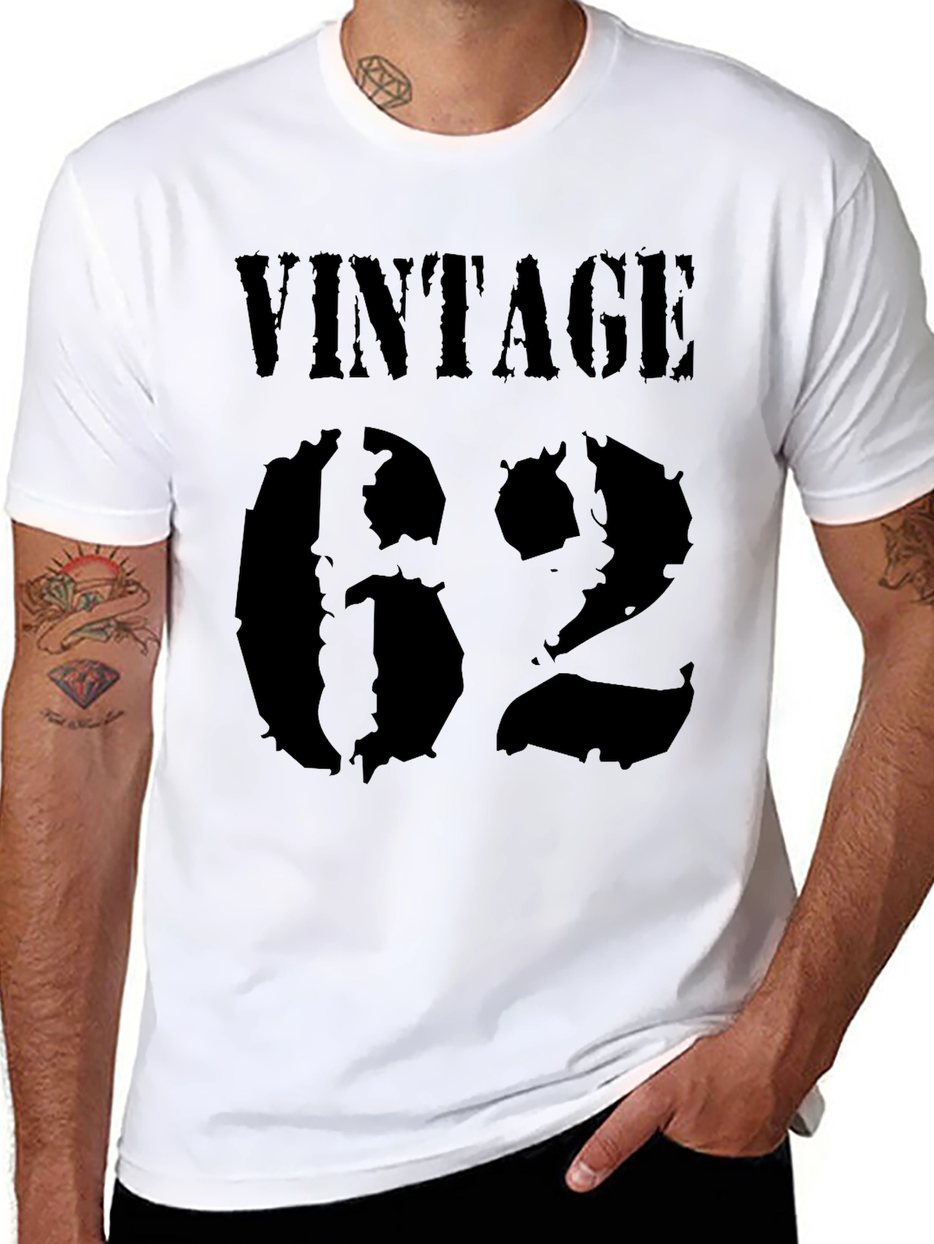 Black Vintage 62 Black T-Shirt - Classic Style view 8