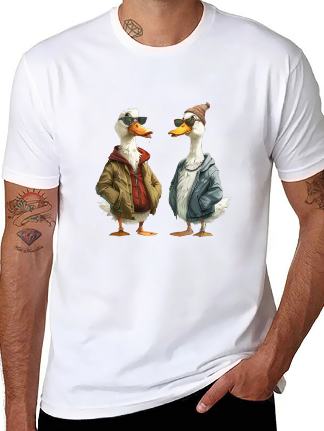 Black Cool Ducks Graphic T-Shirt - Black Crew Neck Tee view 8