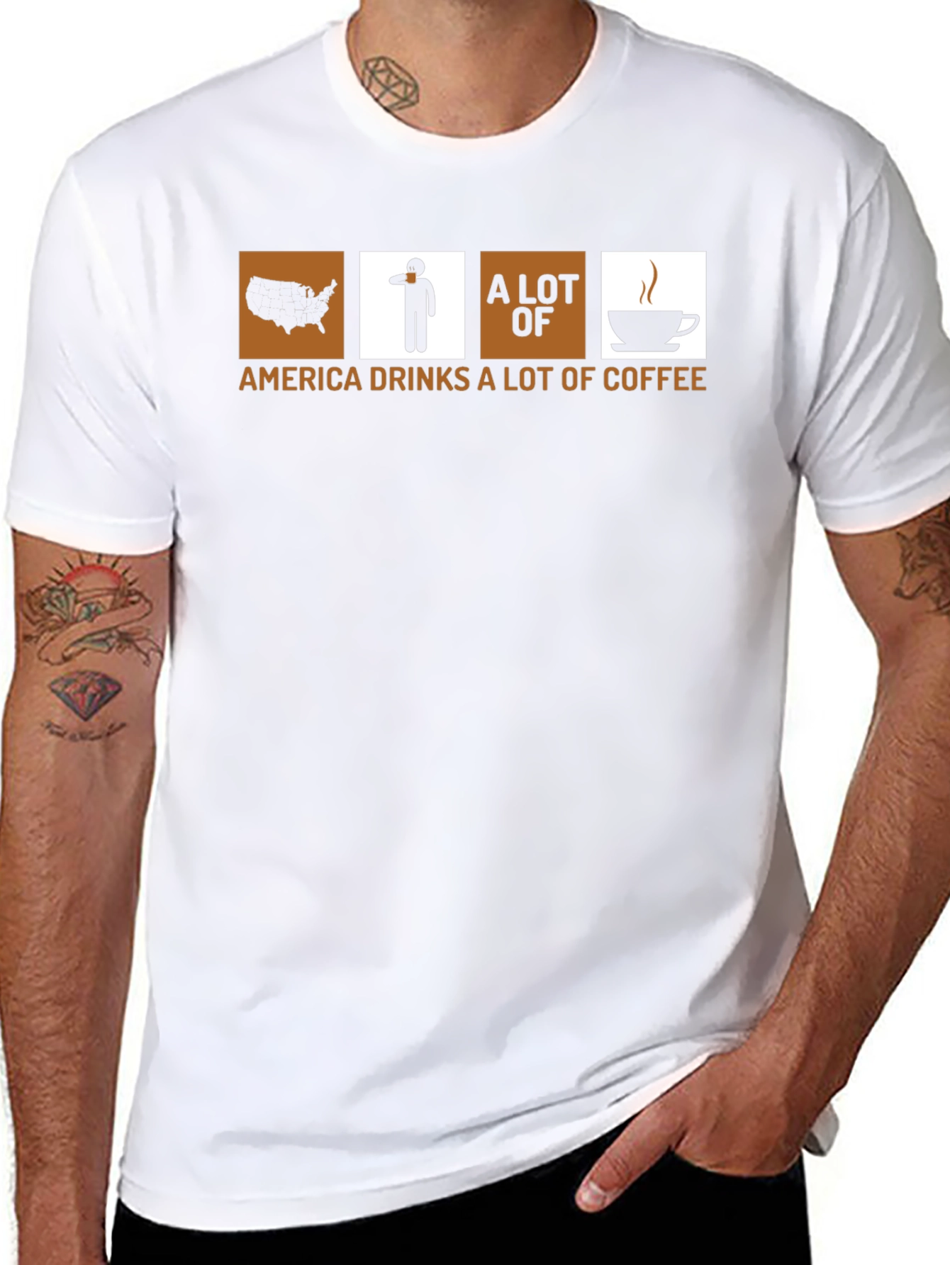 Black America Drinks Coffee Graphic Tee - Black view 8