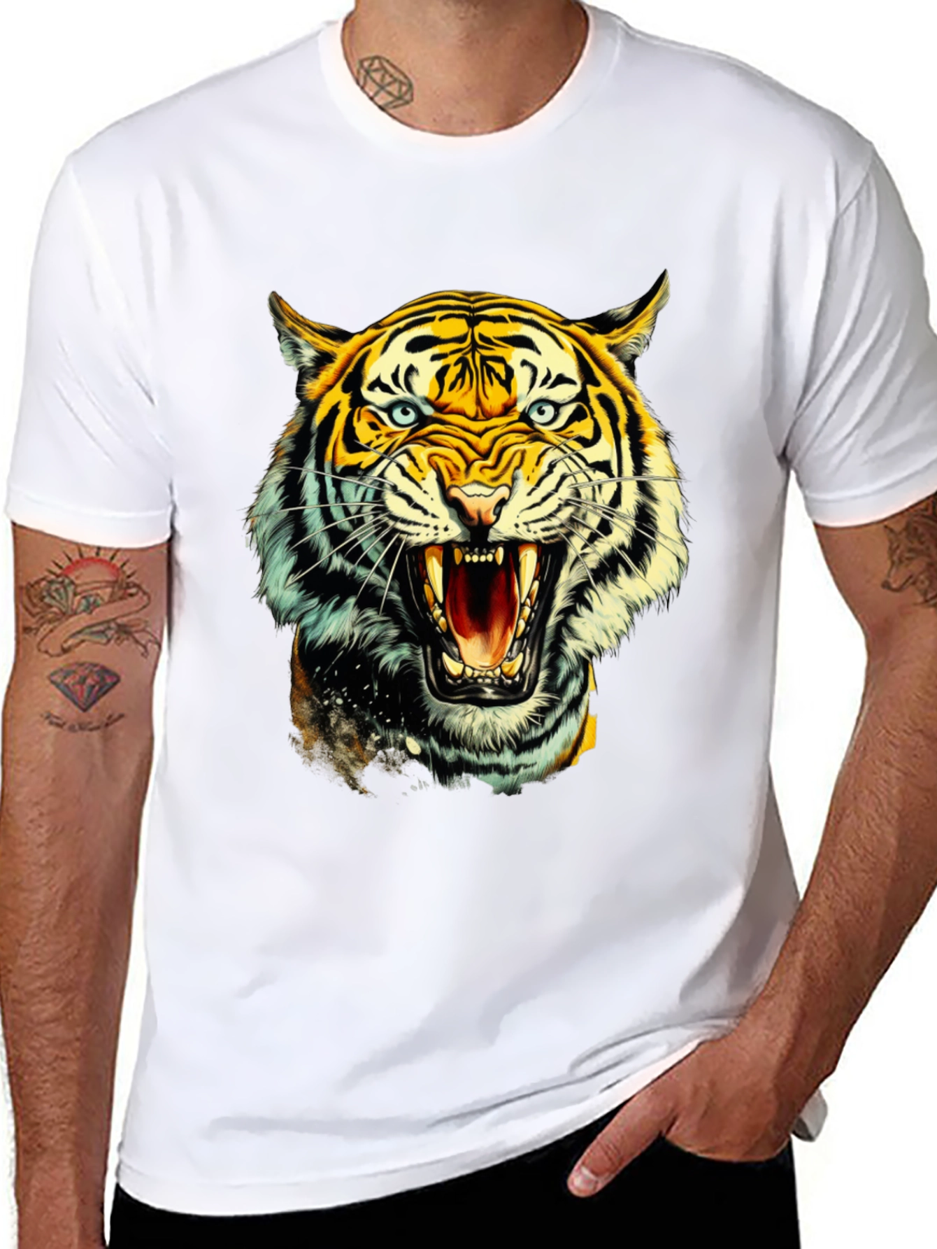 Black Roaring Tiger Graphic Tee - Bold & Fierce view 8