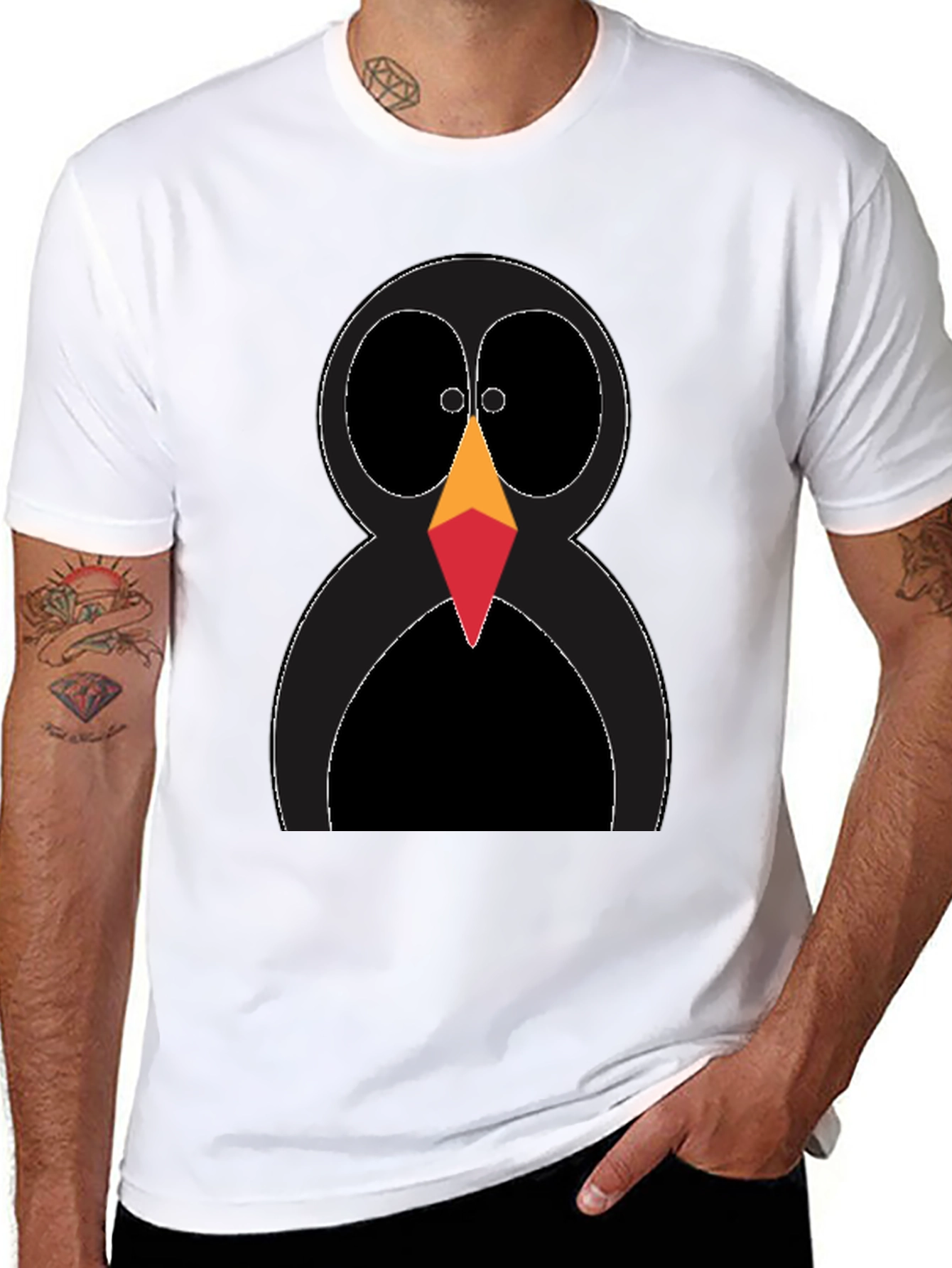 Black Funky Penguin Graphic Tee - Black Cotton T-Shirt view 8