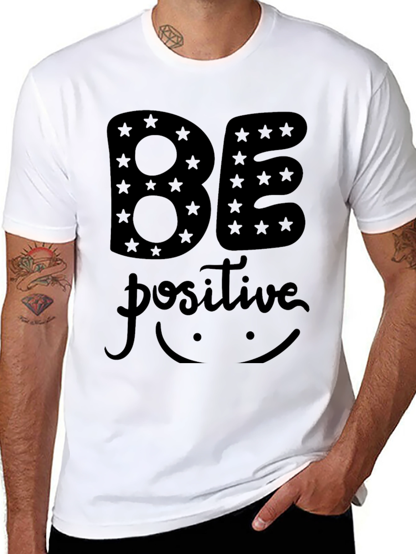Black Be Positive Graphic Black T-Shirt view 8