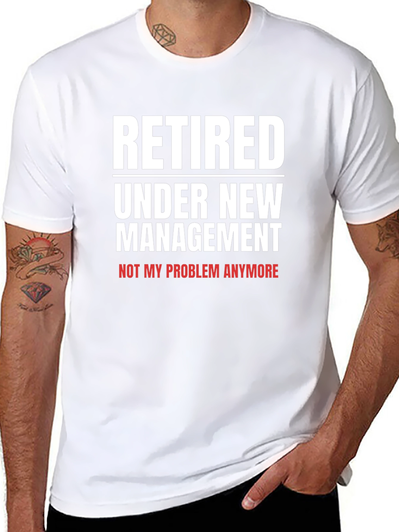 Black Retired Under New Management T-Shirt view 8
