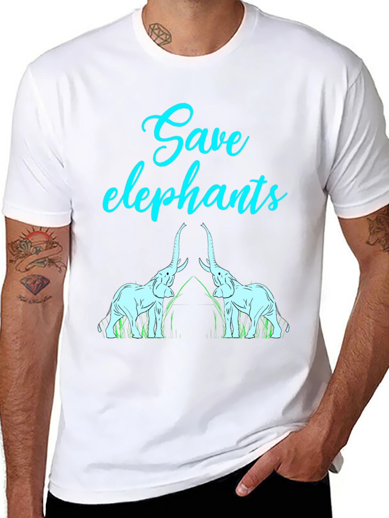 Black Save Elephants Graphic Tee - Wildlife Conservation T-Shirt view 8