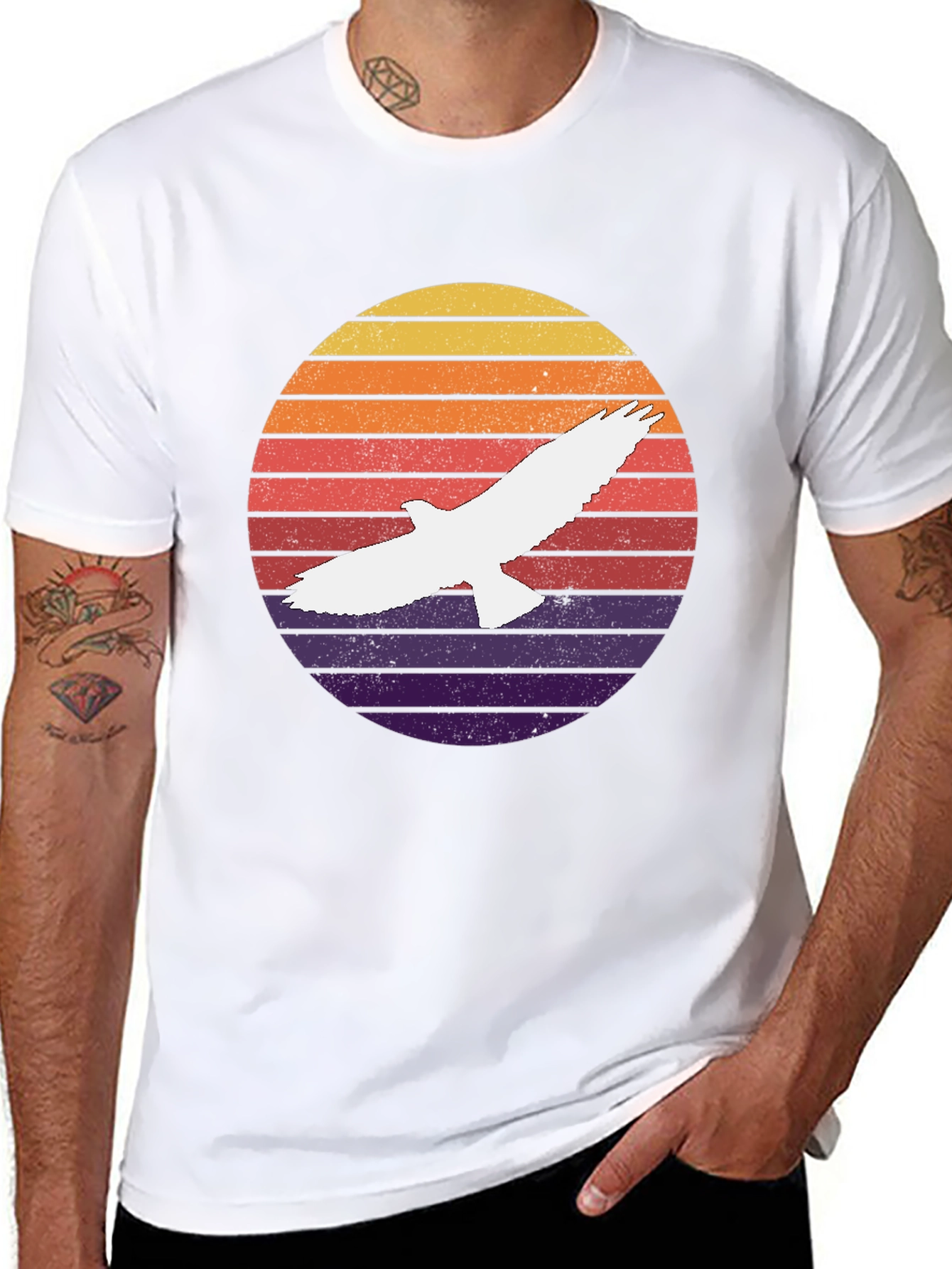 Black Retro Eagle Sunset T-Shirt view 8