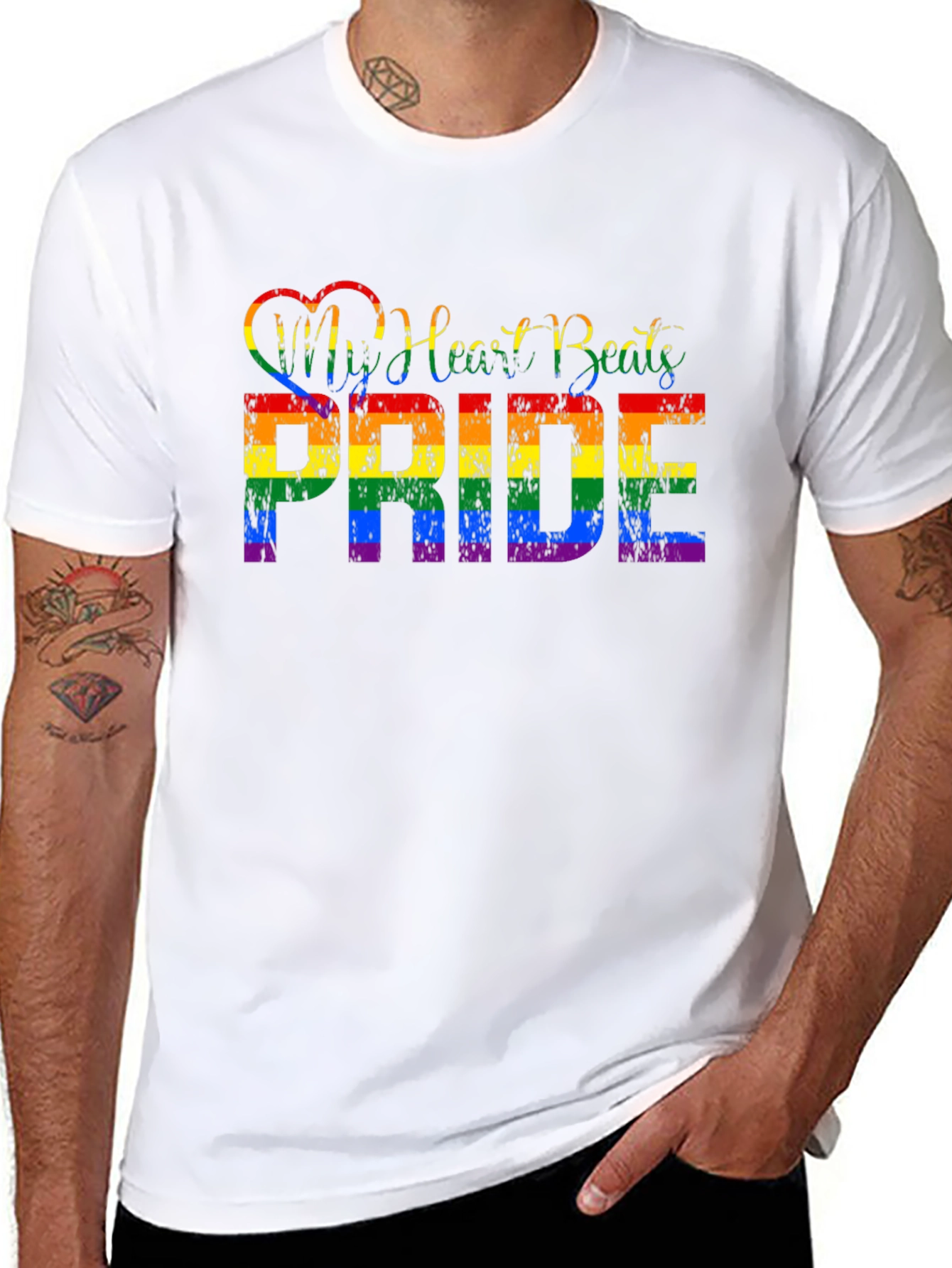 Pride Rainbow Heartbeat Graphic Tee - 8