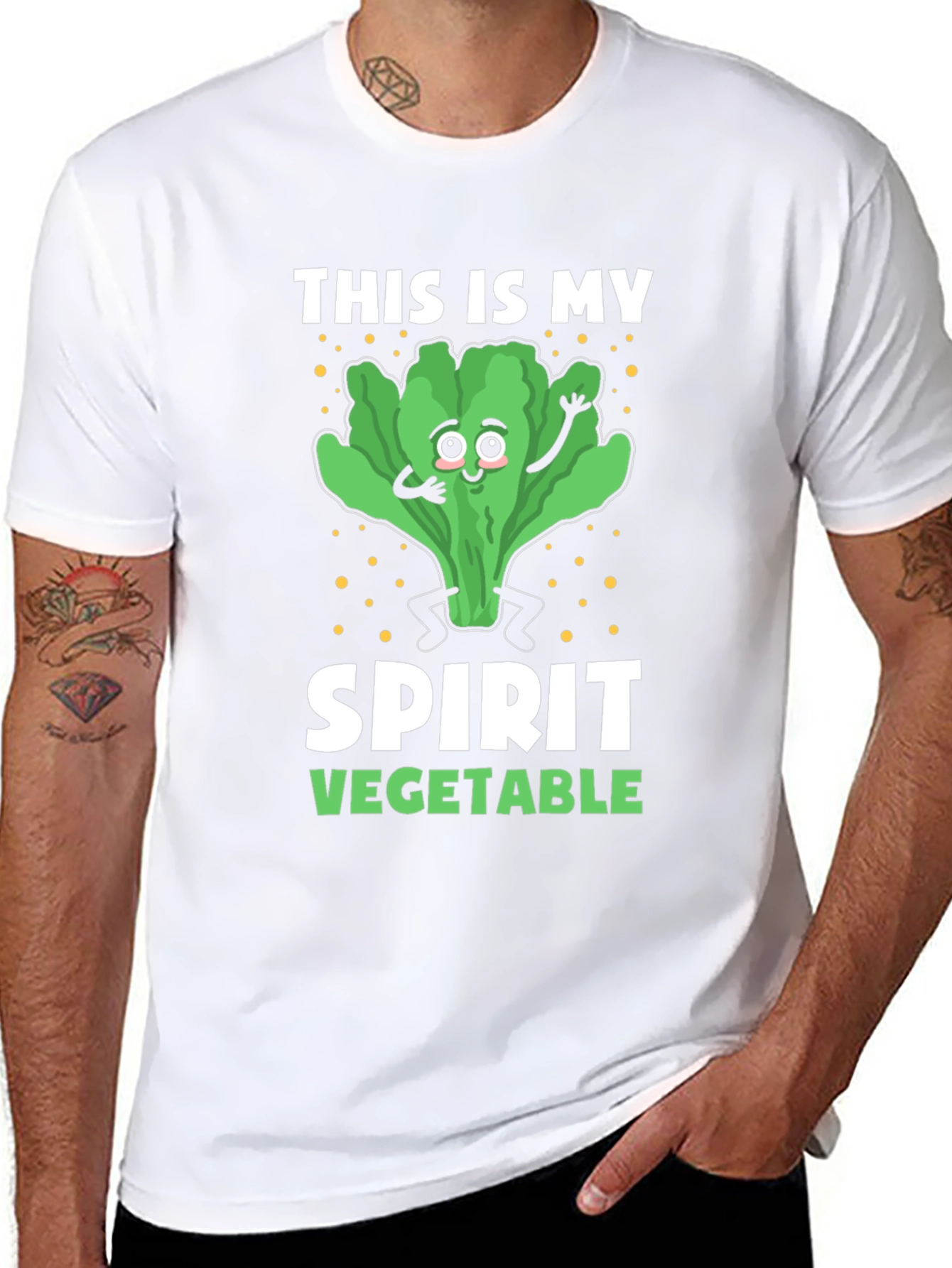 Black Spirit Vegetable T-Shirt - Lettuce Design view 8