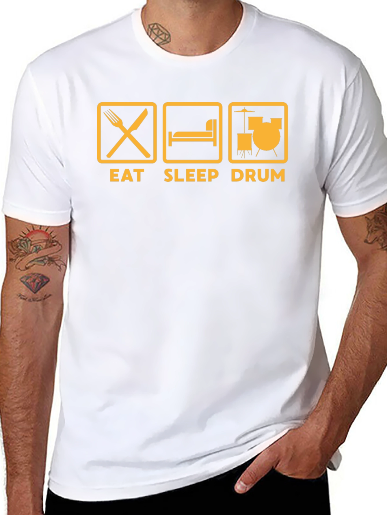 Black Eat Sleep Drum Black T-Shirt view 8