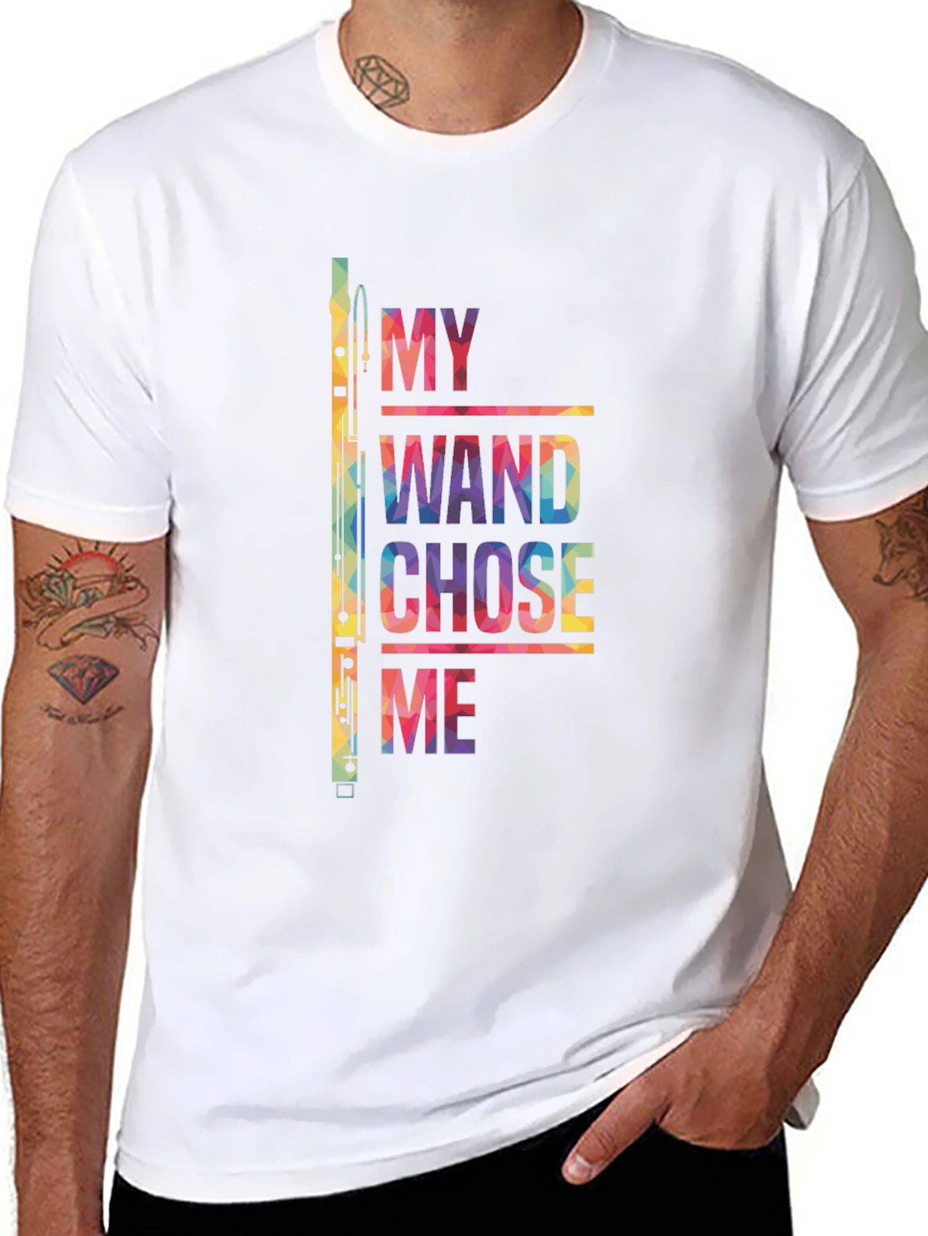 Black My Wand Chose Me T-Shirt - Musician Gift view 8