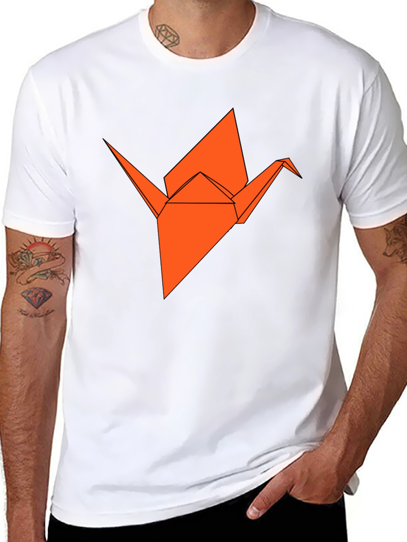 Black Origami Crane Graphic Tee - Stylish & Unique view 8