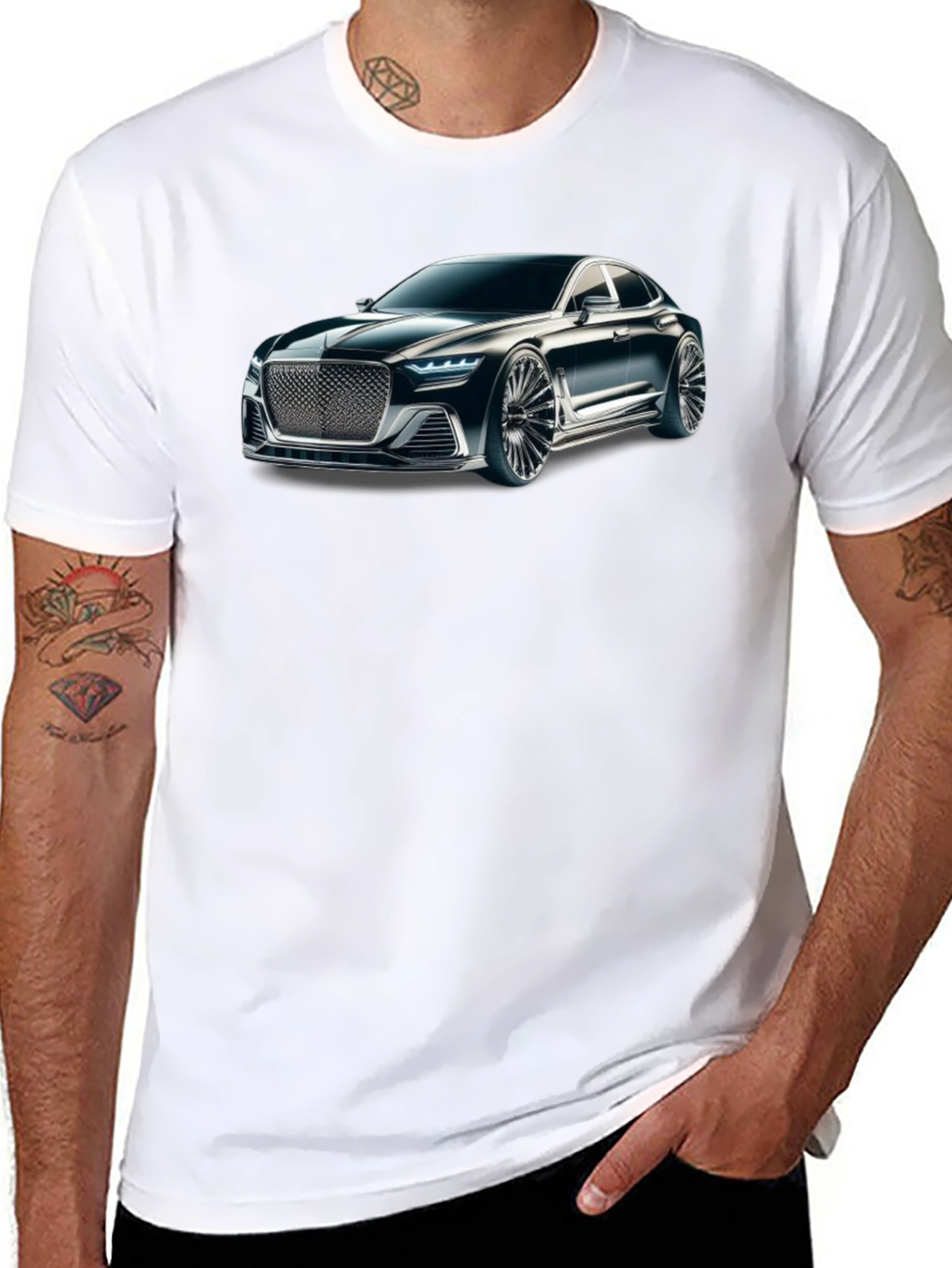 Black Sleek Car Graphic Black T-Shirt view 8