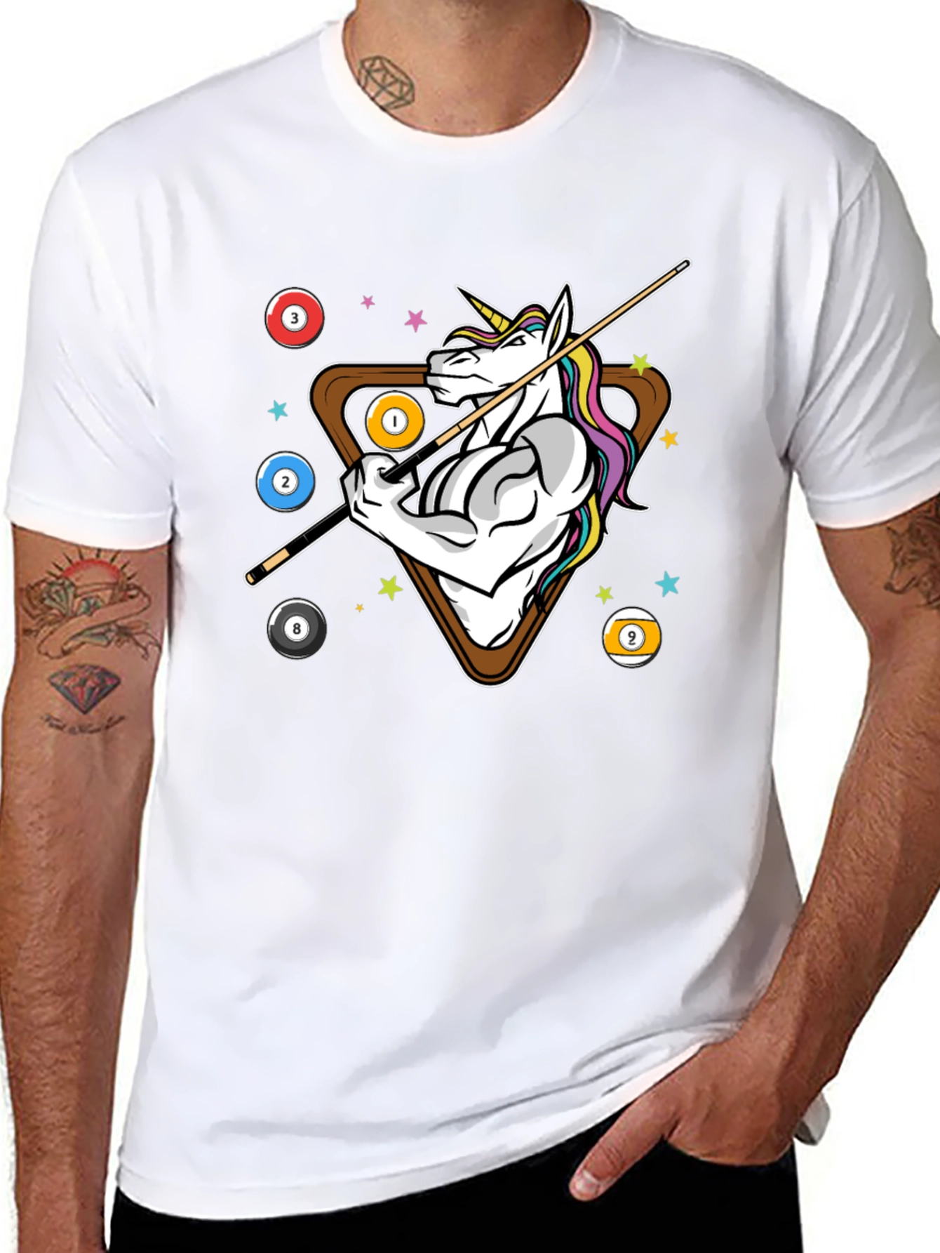 Black Unicorn Billiards T-Shirt - Stylish Graphic Tee view 8