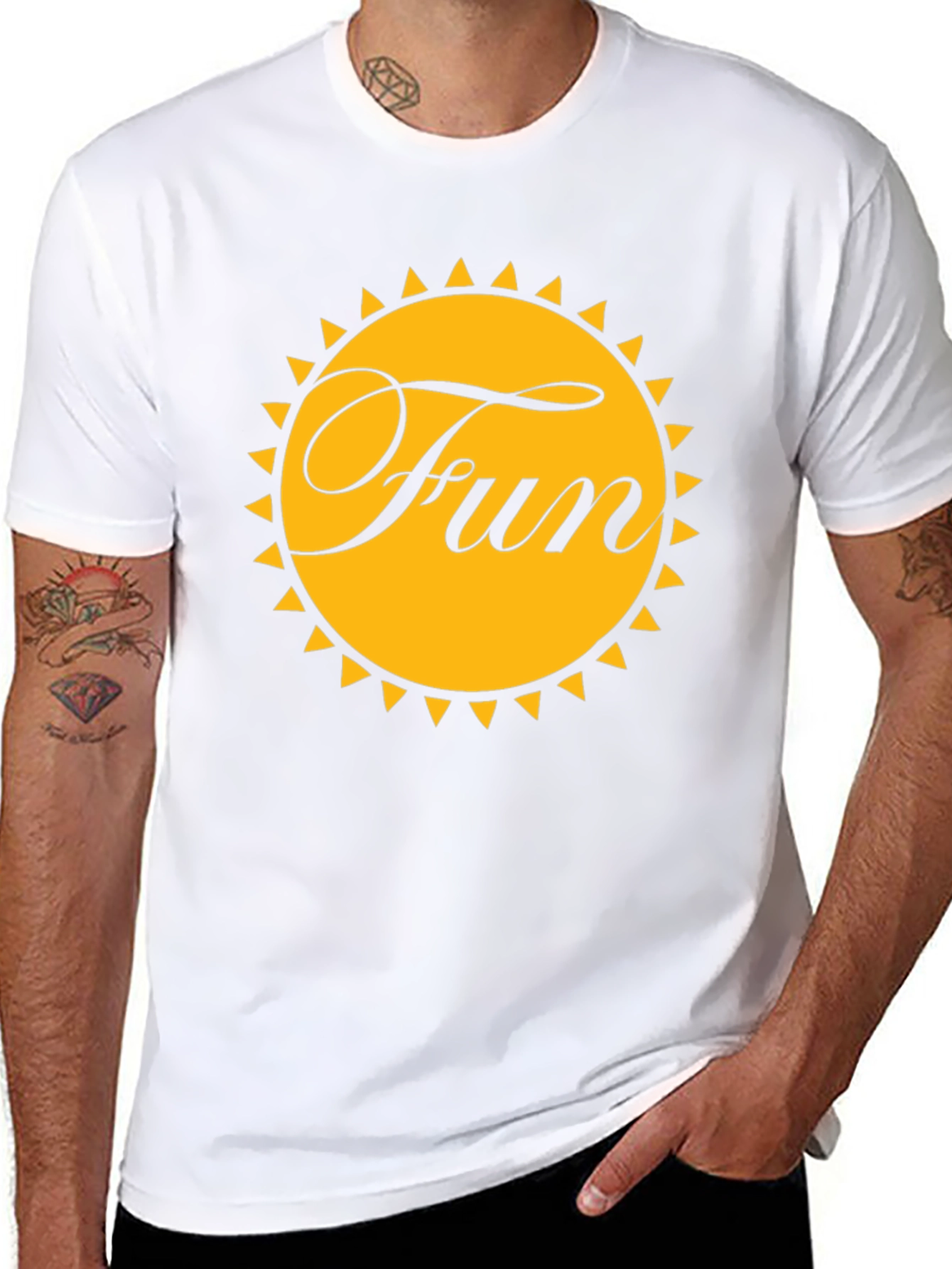 Black Fun Sun Graphic Tee - Black Cotton T-Shirt view 8