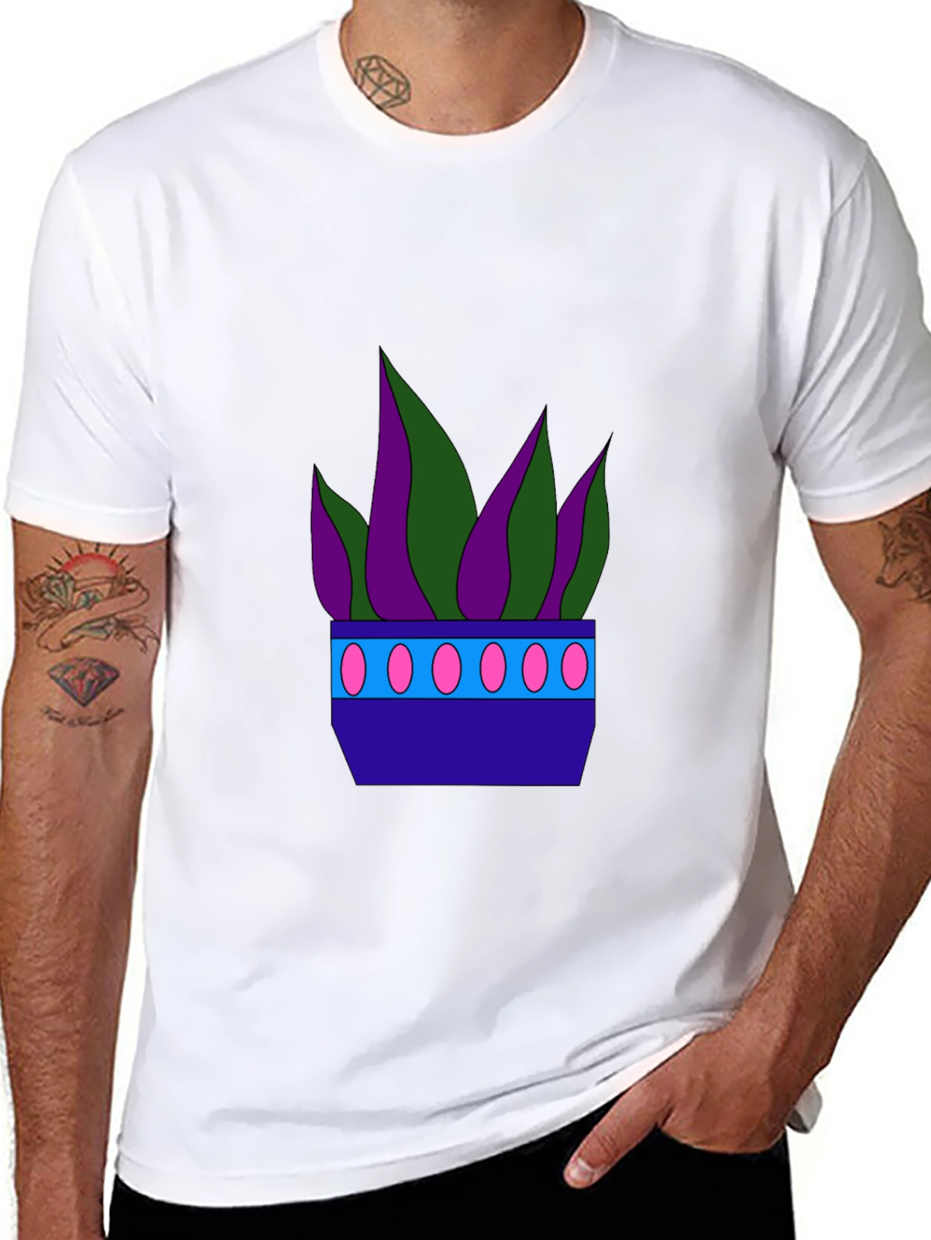 Black Funky Potted Plant Graphic Tee view 8