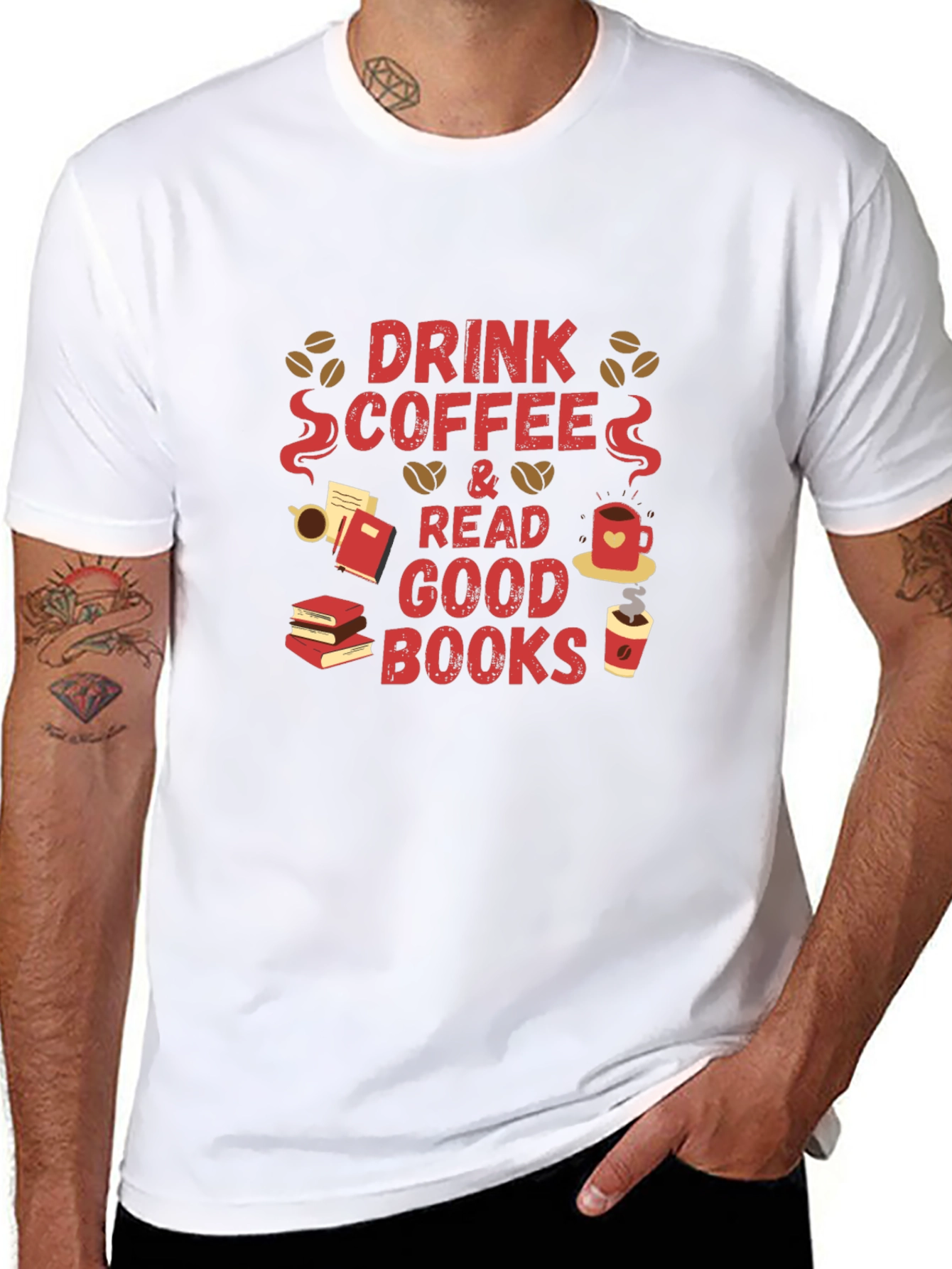 Black Drink Coffee and Read Good Books T-Shirt view 8