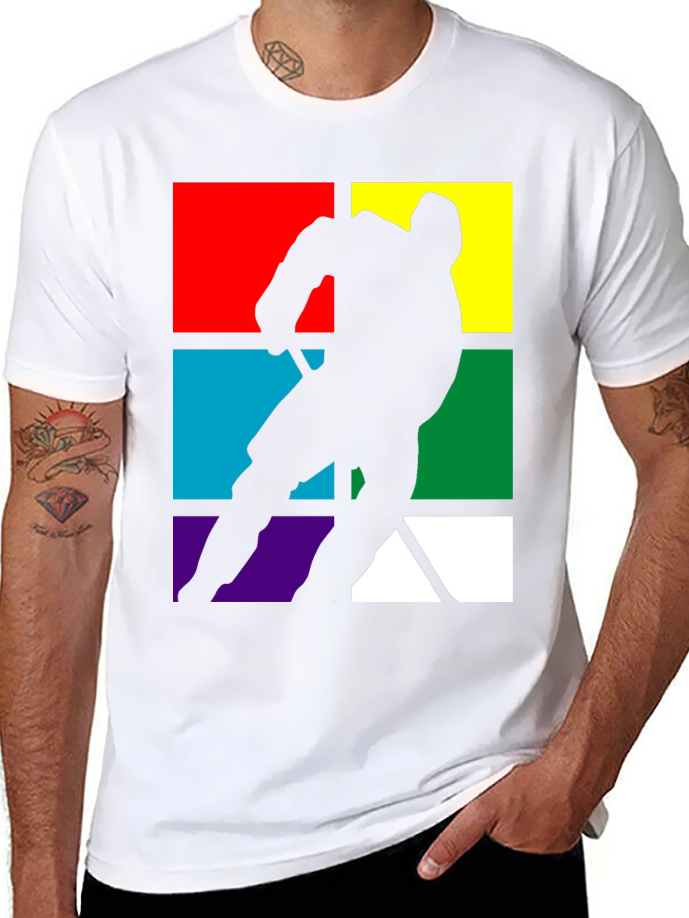 Black Retro Hockey Player Graphic Tee view 8