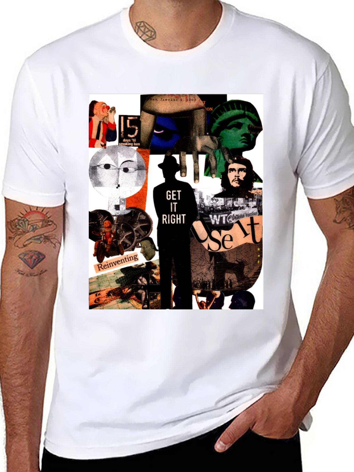 Black Artistic Collage Graphic T-Shirt view 8