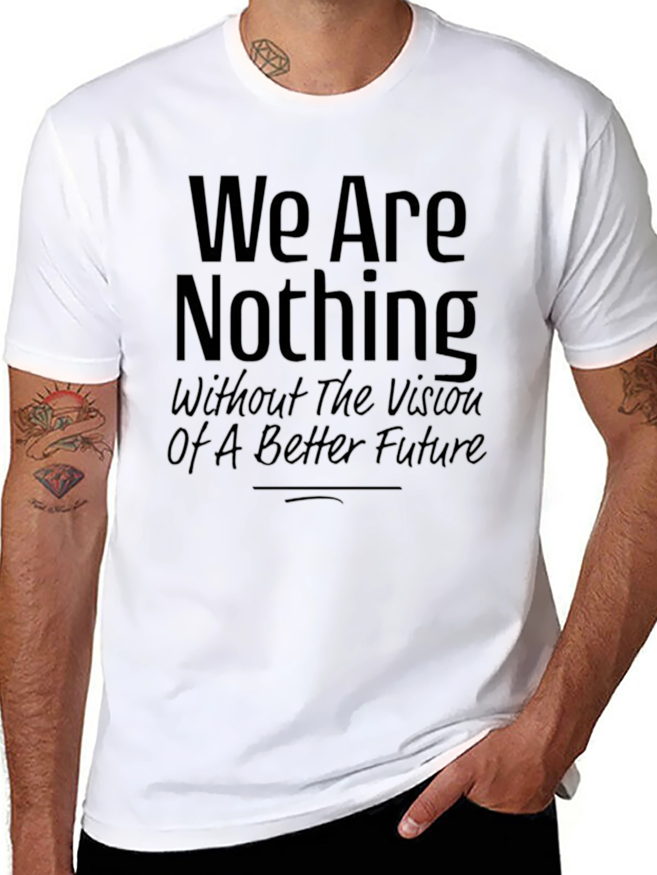 Black Inspirational Graphic Tee - We Are Nothing Slogan view 8