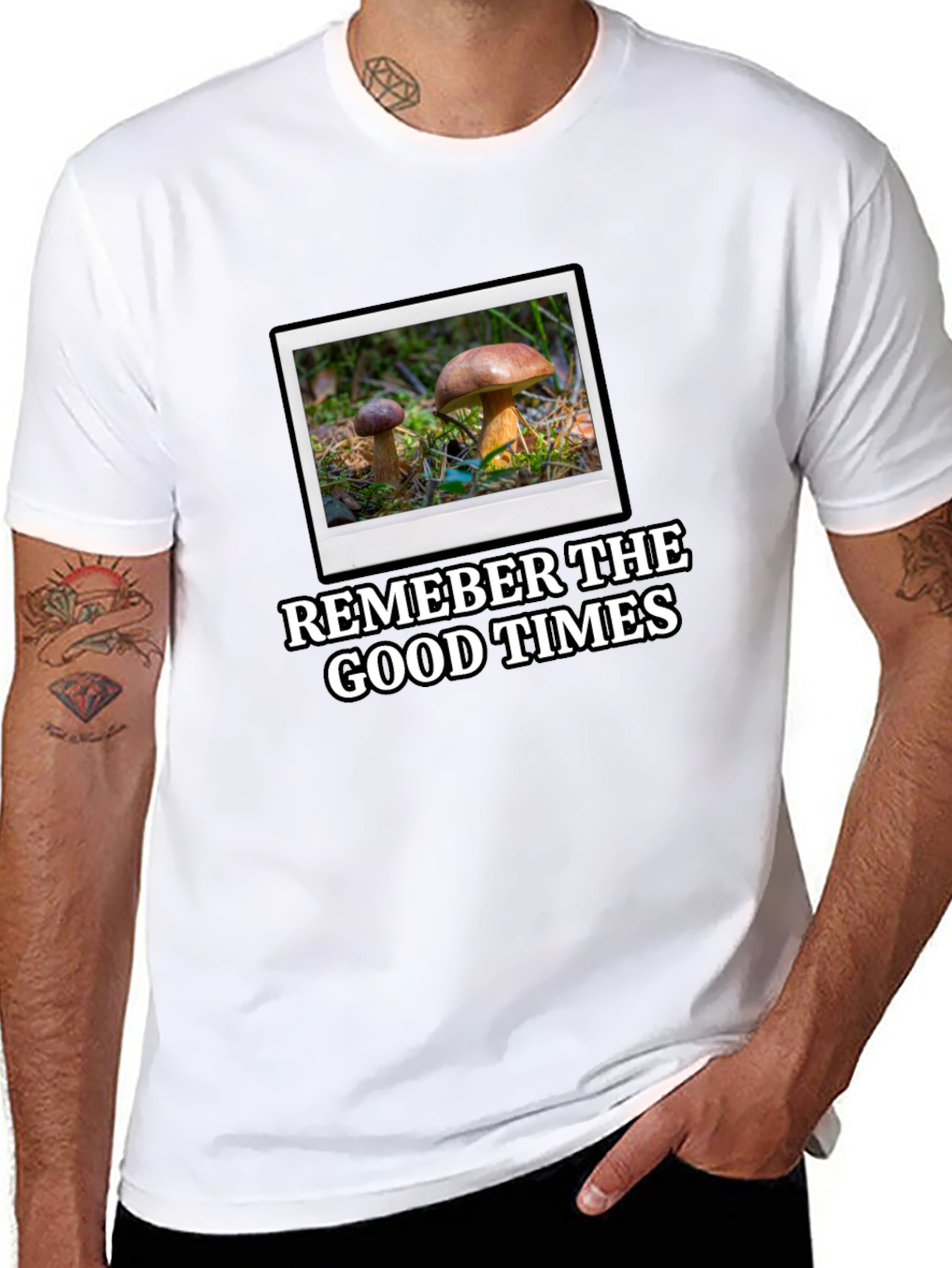 Black Mushroom Photo T-Shirt: Remember the Good Times! view 8