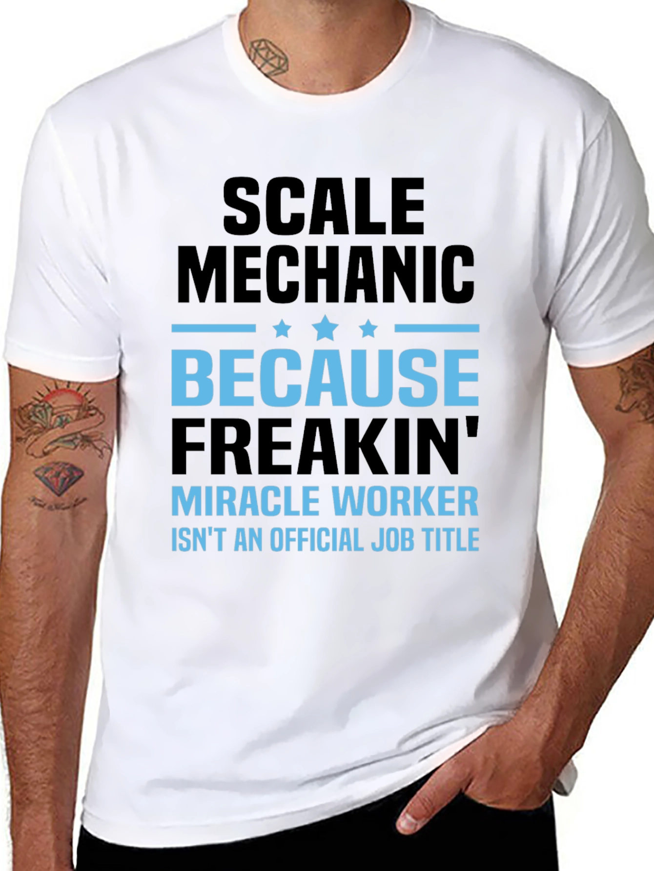 Black Scale Mechanic Tee - Freakin' Miracle Worker Job view 8