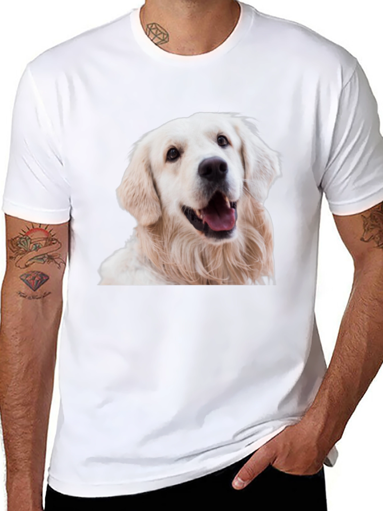 Black Golden Retriever Dog Graphic Black T-Shirt view 8